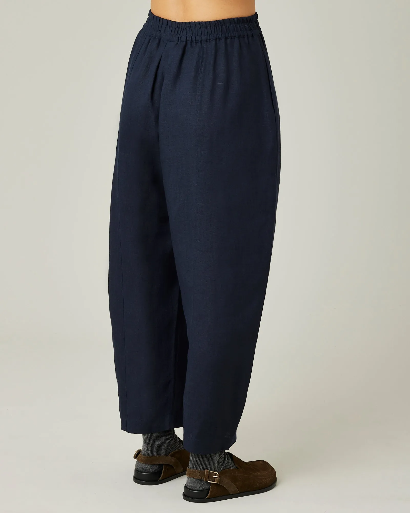 Longer Length Mabel Navy Linen Trousers sold by Beyond Nine product image thumbnail 4