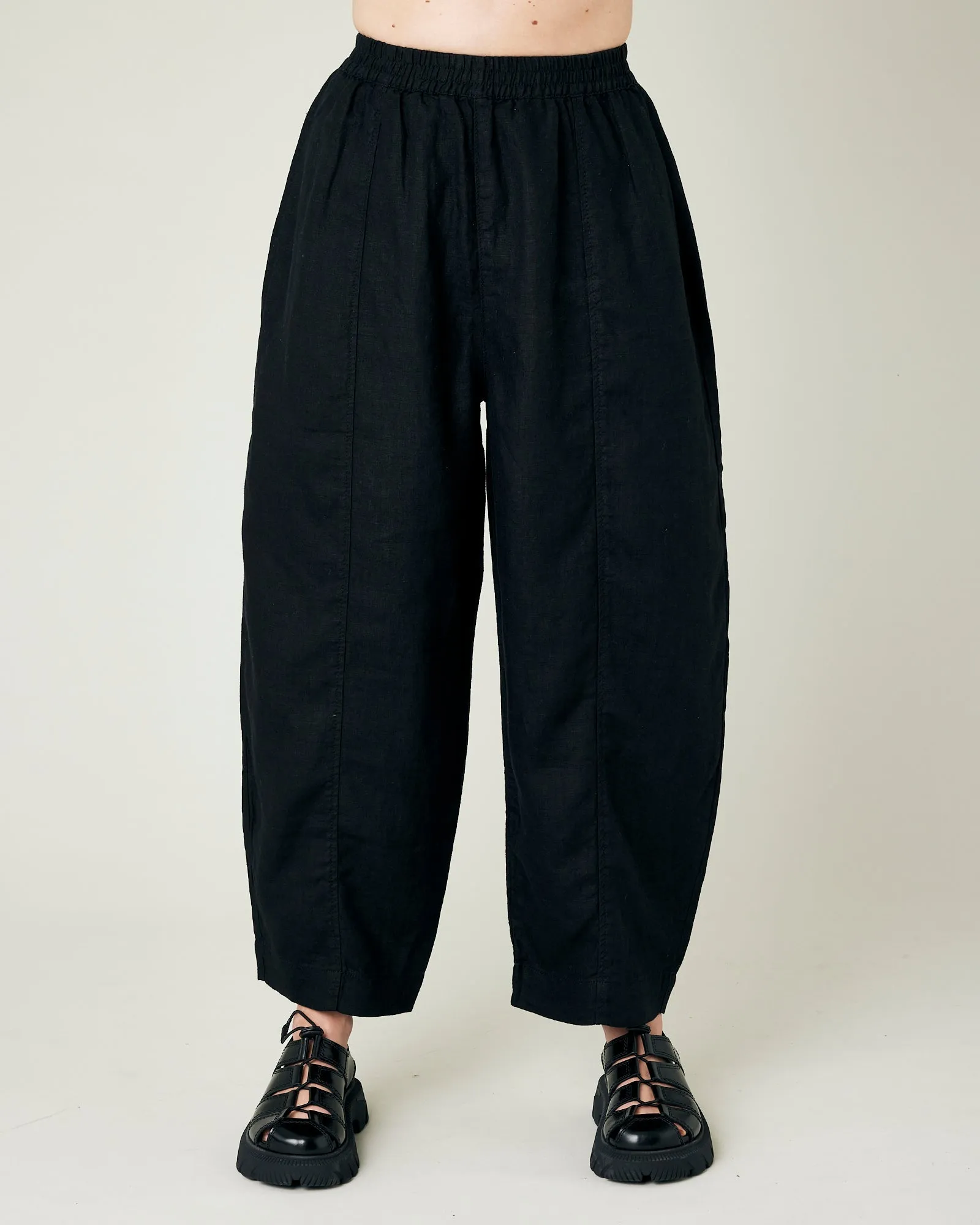 Longer Length Mabel Black Linen Trousers sold by Beyond Nine