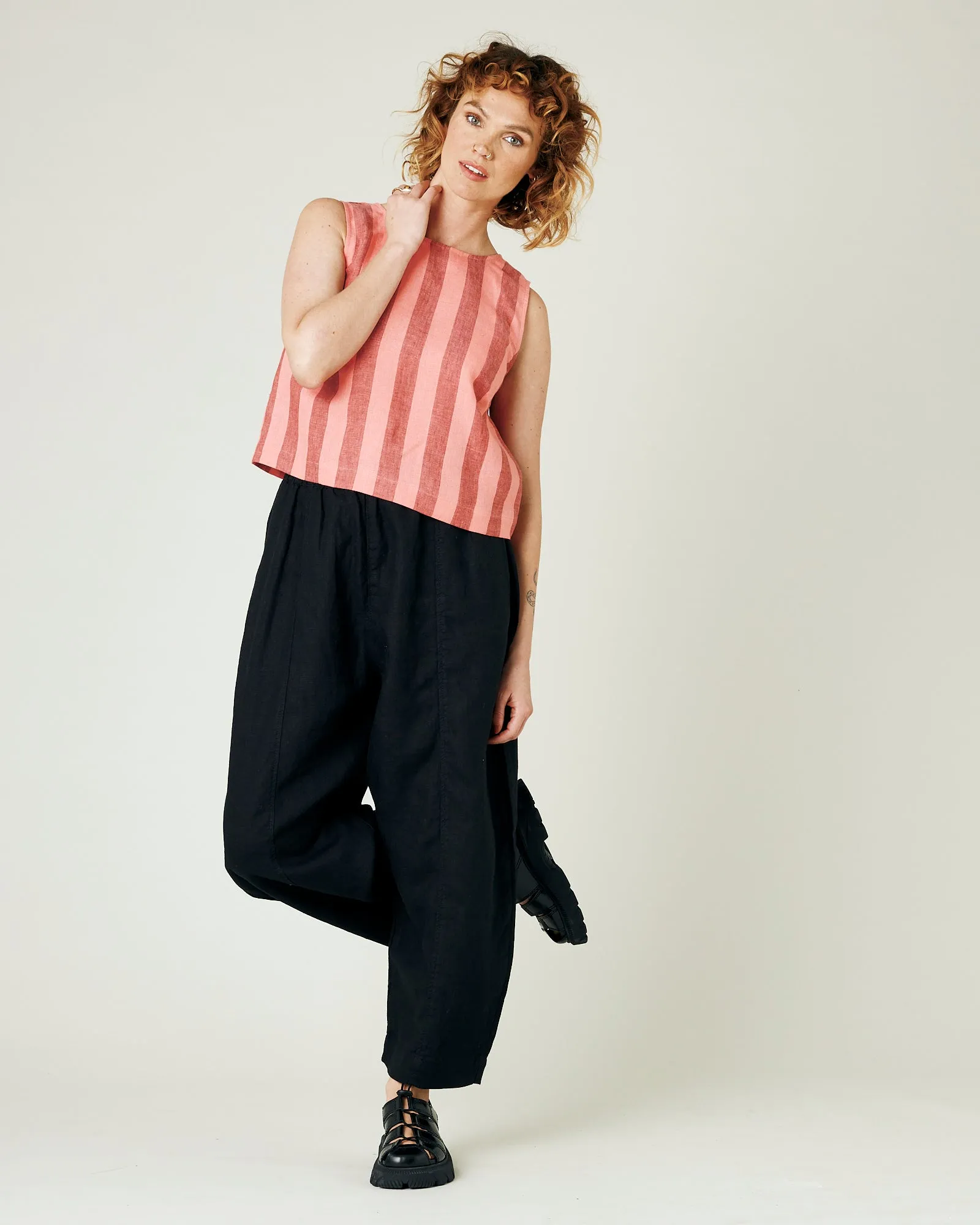 Longer Length Mabel Black Linen Trousers sold by Beyond Nine product image thumbnail 5