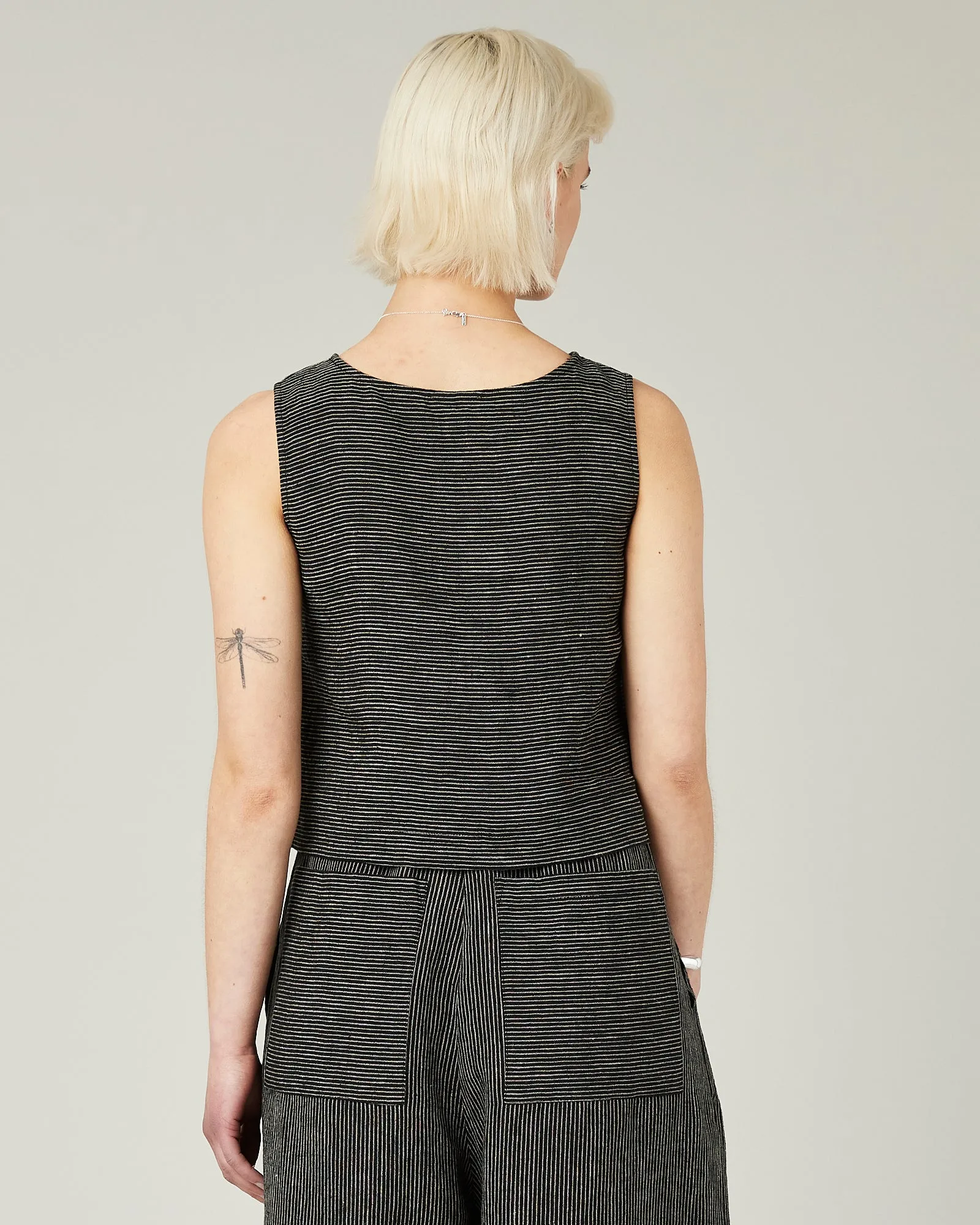 Esme Black & Ecru Pencil Stripe Linen Top sold by Beyond Nine product image thumbnail 3