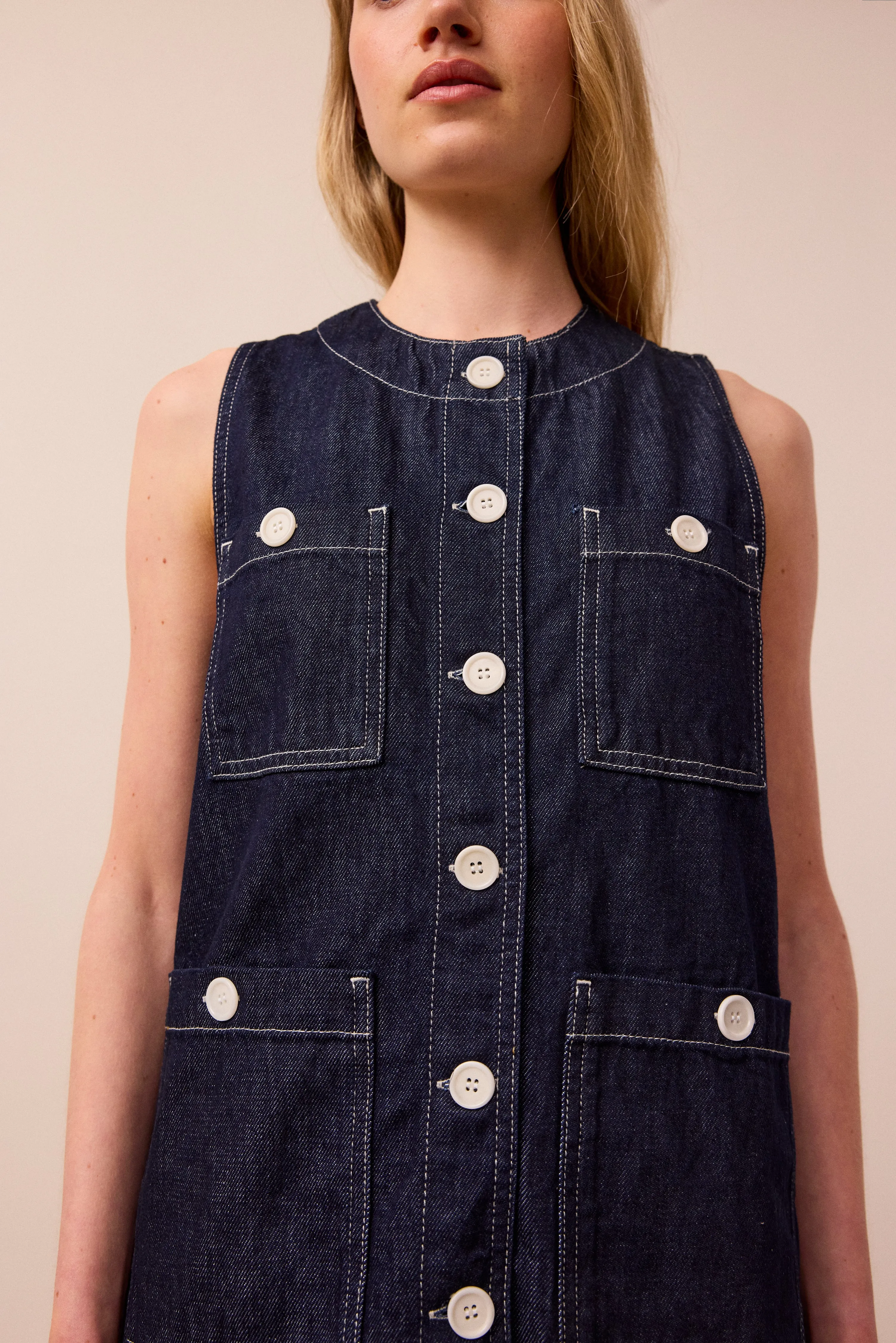 Jamie Indigo Rinse Wash Denim Waistcoat sold by Beyond Nine product image thumbnail 2