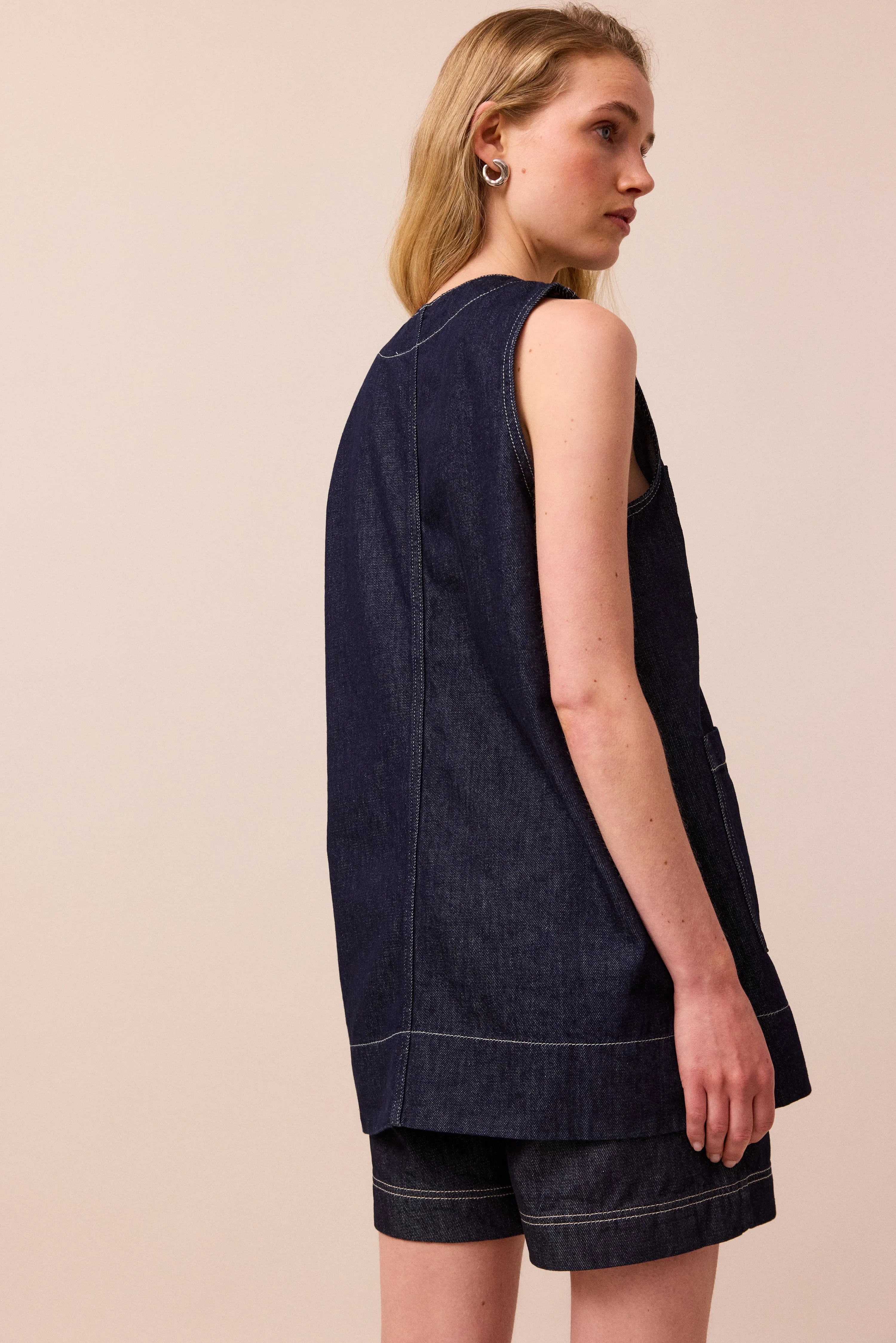 Jamie Indigo Rinse Wash Denim Waistcoat sold by Beyond Nine product image thumbnail 4