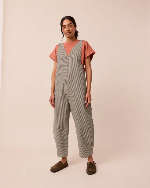 Ottie Hickory Stripe Denim Jumpsuit sold by Beyond Nine