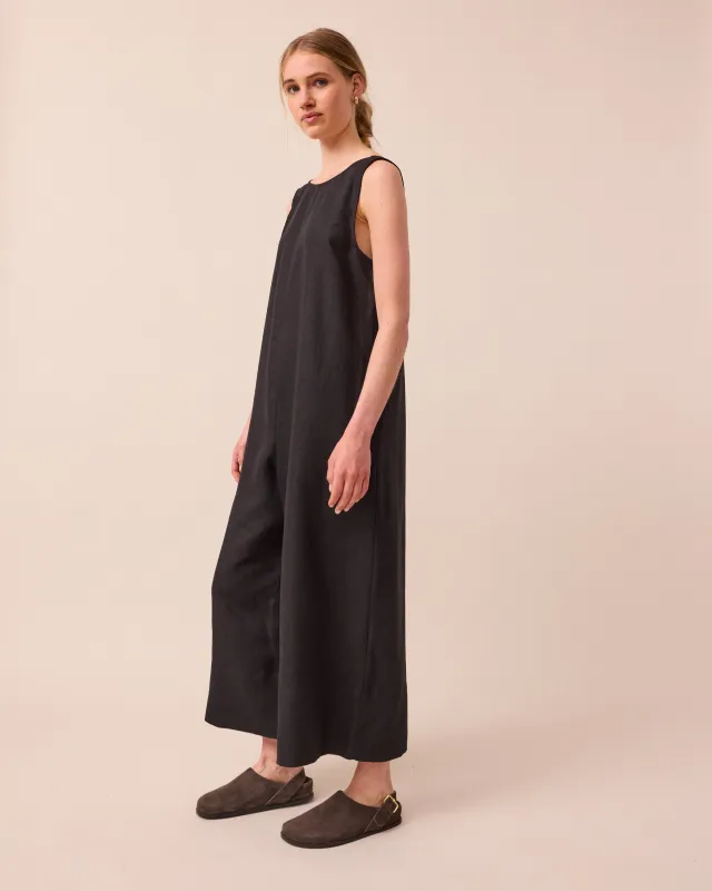 Vivienne Black Linen Jumpsuit sold by Beyond Nine
