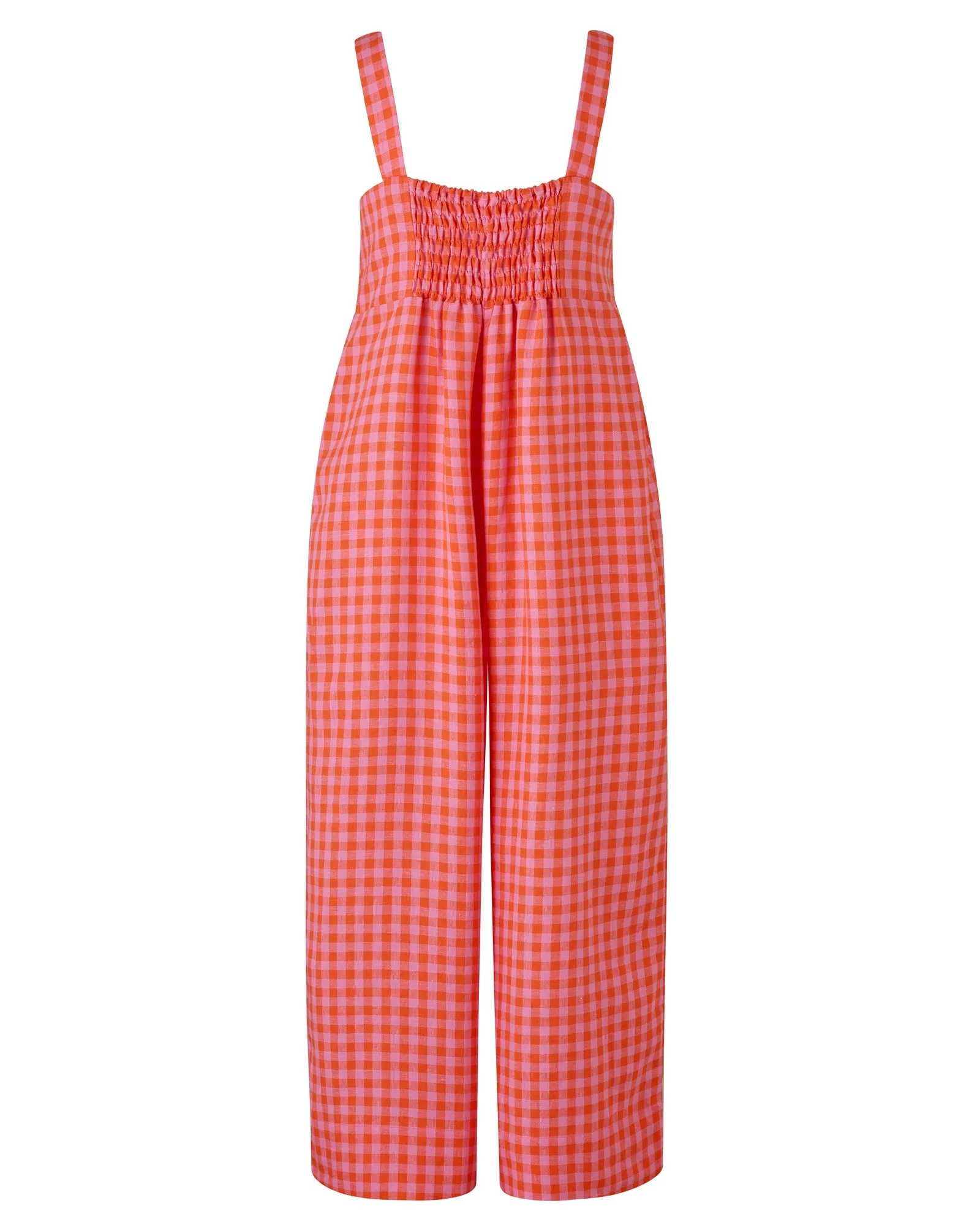 Cari Tomato & Pink Check Linen Jumpsuit sold by Beyond Nine product image thumbnail 2