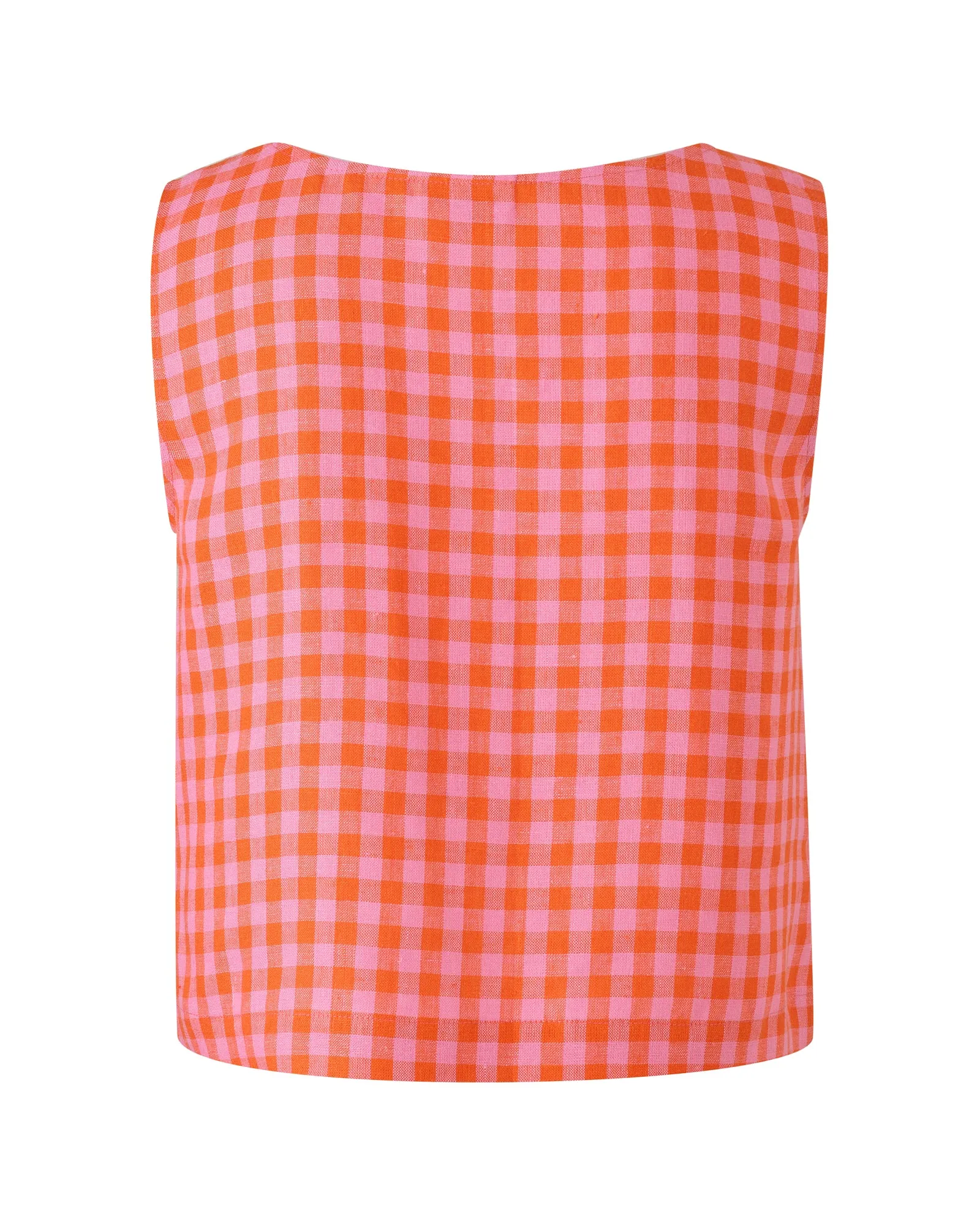 Esme Tomato & Pink Check Linen Top sold by Beyond Nine product image thumbnail 2