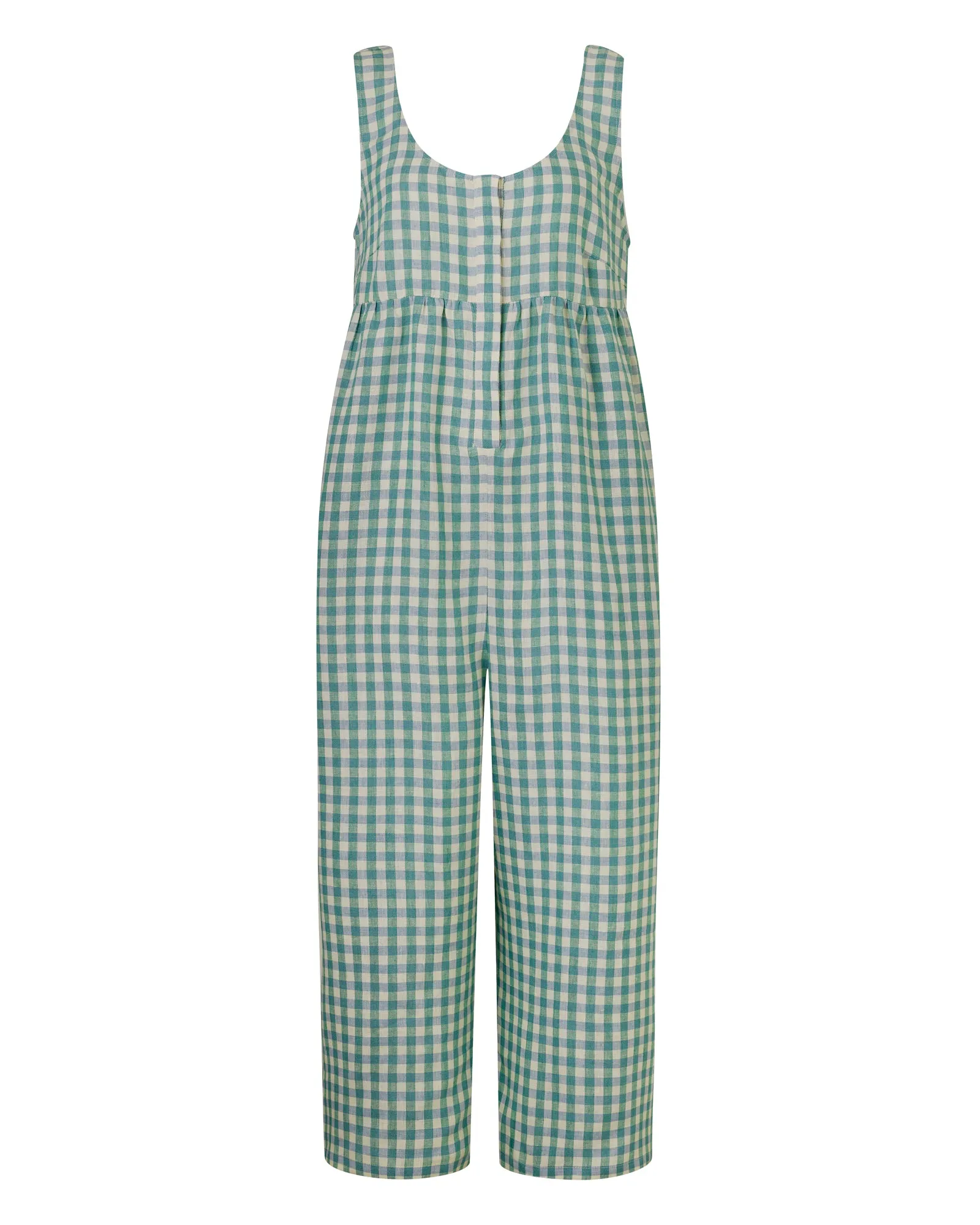 Savannah Ocean Check Linen Jumpsuit sold by Beyond Nine