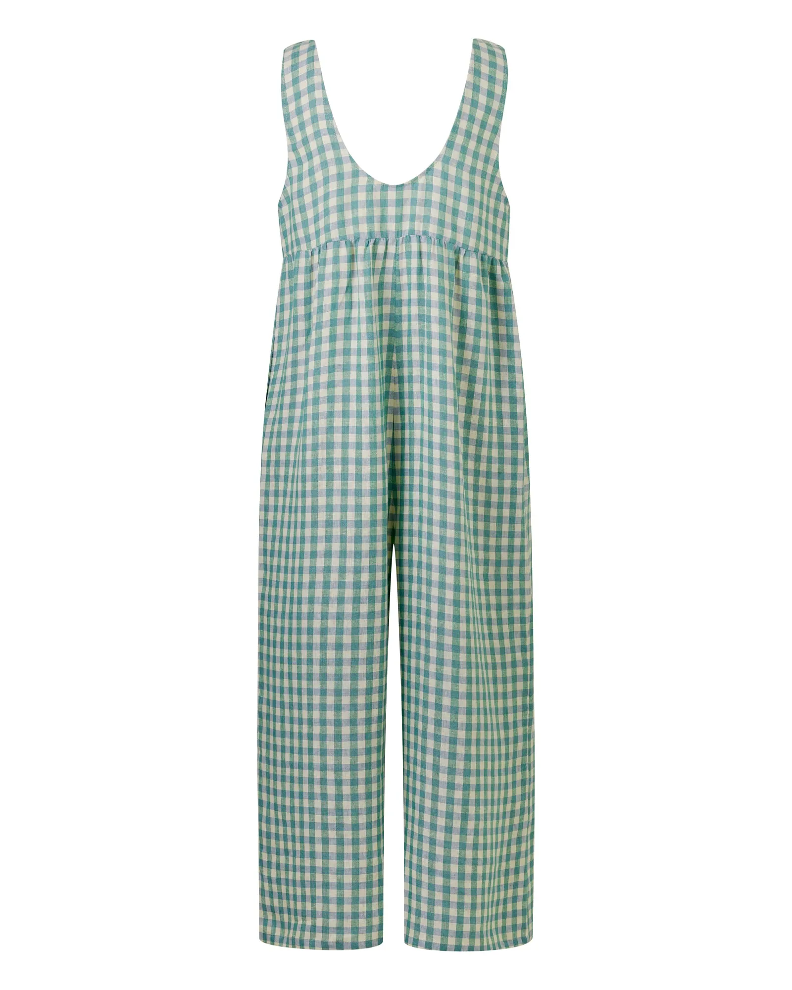 Savannah Ocean Check Linen Jumpsuit sold by Beyond Nine product image thumbnail 2
