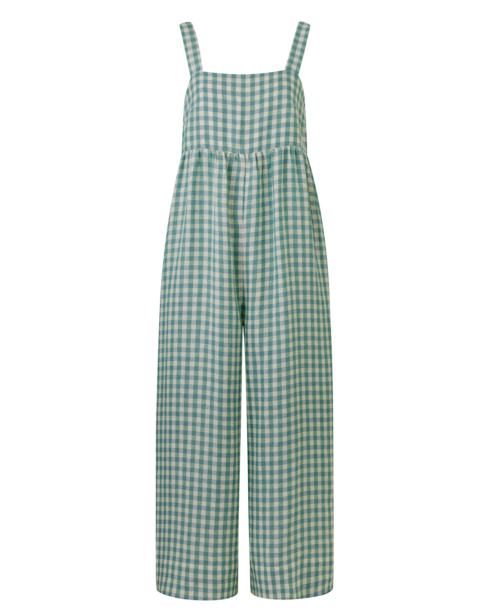 Cari Ocean Check Linen Jumpsuit sold by Beyond Nine