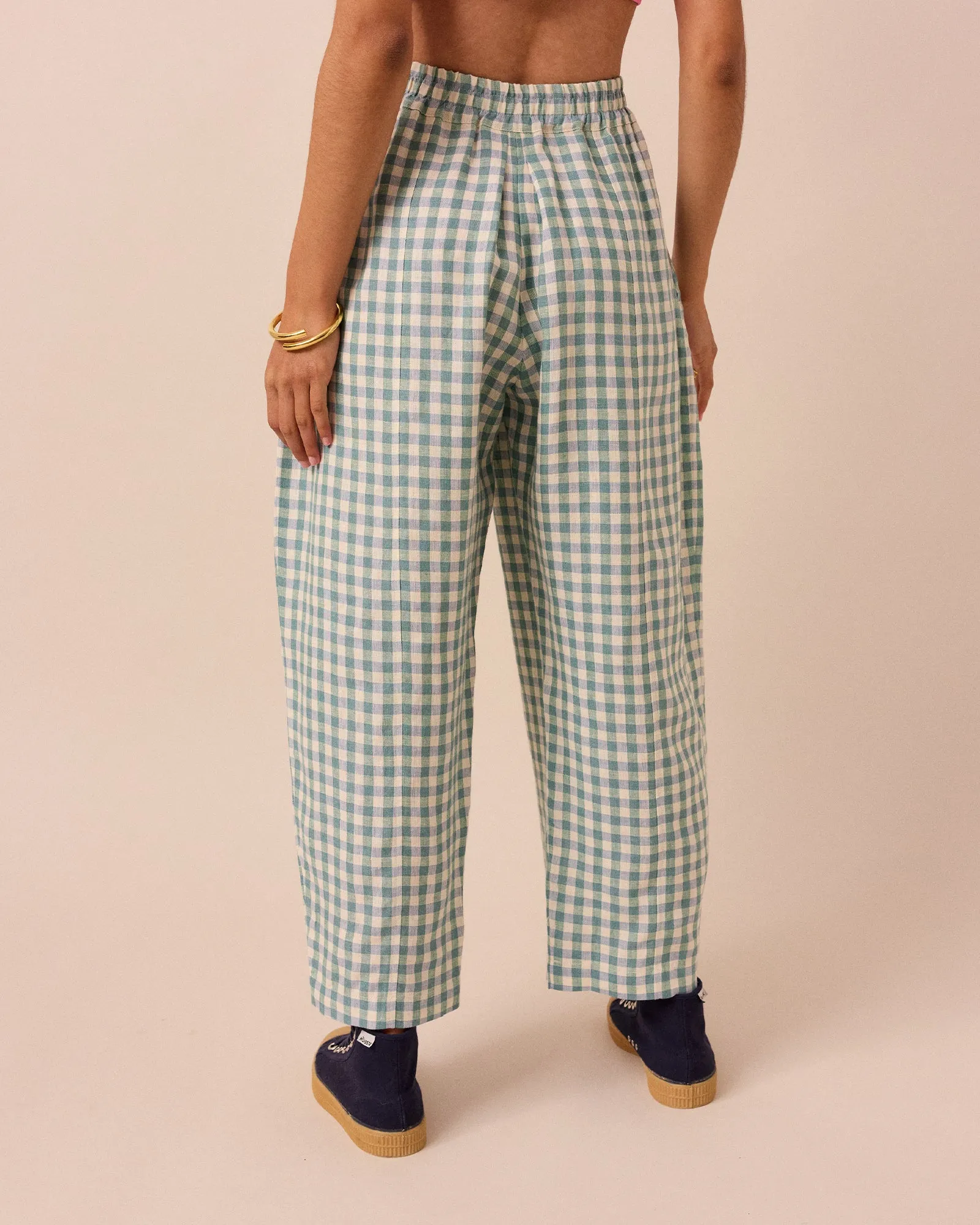 Mabel Ocean Check Linen Trousers sold by Beyond Nine product image thumbnail 5