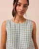 Esme Ocean Check Linen Top sold by Beyond Nine