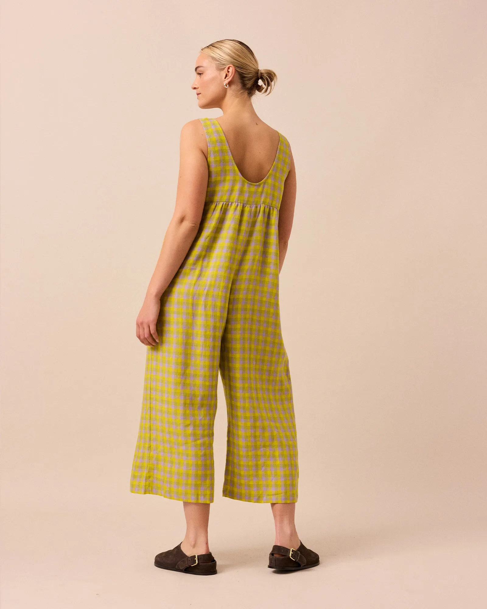 Savannah Citrine Check Linen Jumpsuit sold by Beyond Nine product image thumbnail 3