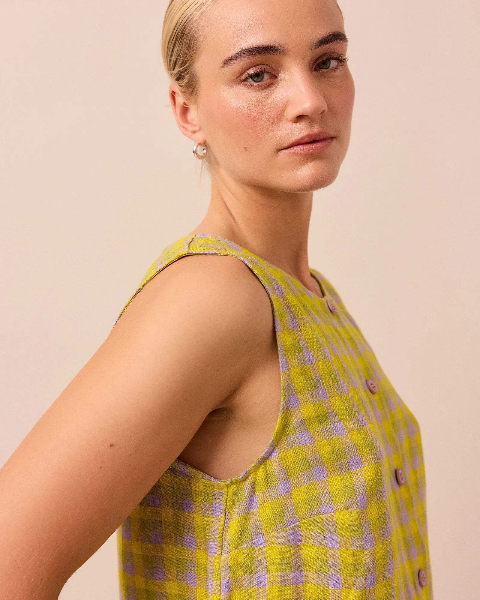 Elodie Citrine Check Linen Top sold by Beyond Nine product image thumbnail 2