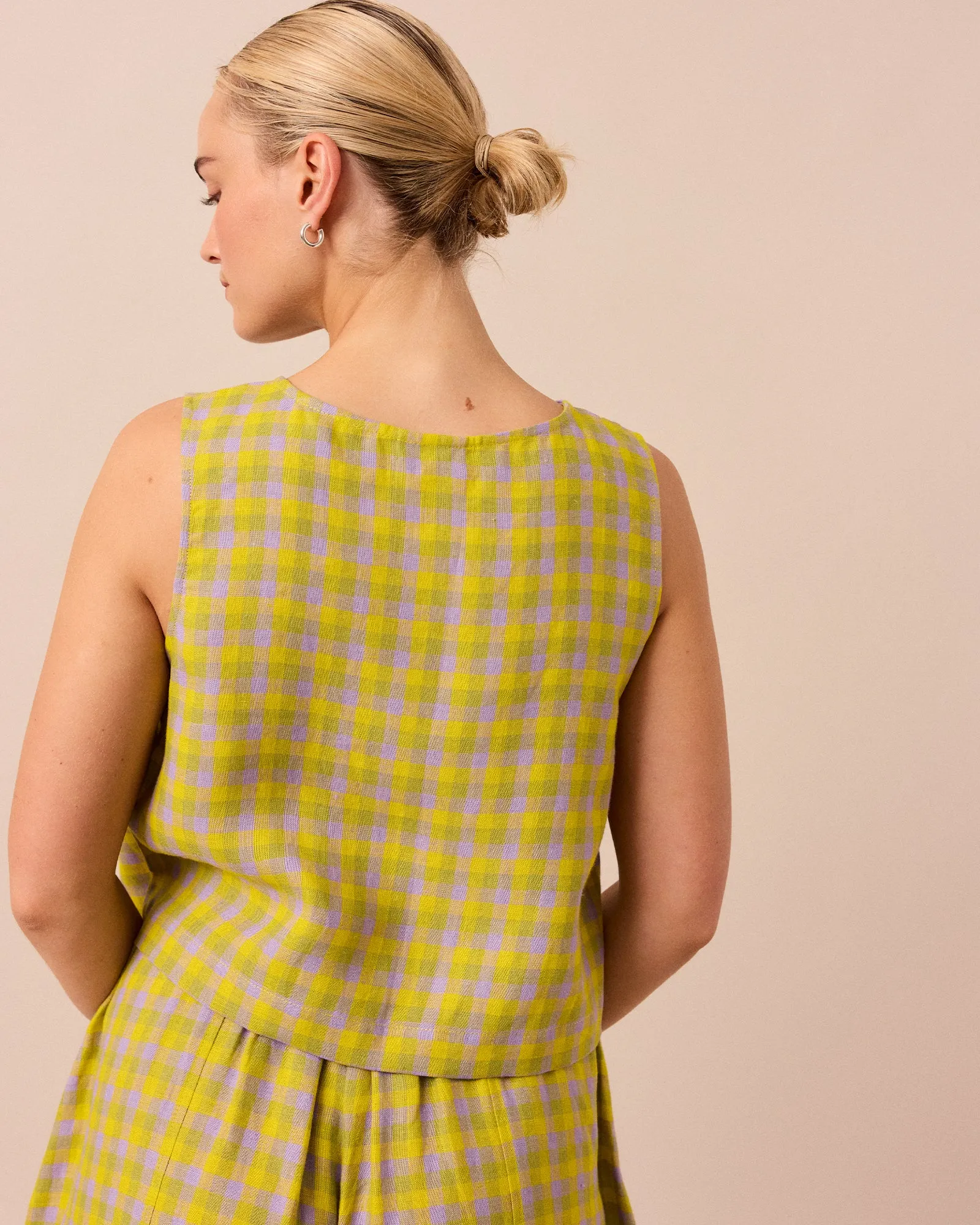 Elodie Citrine Check Linen Top sold by Beyond Nine product image thumbnail 4