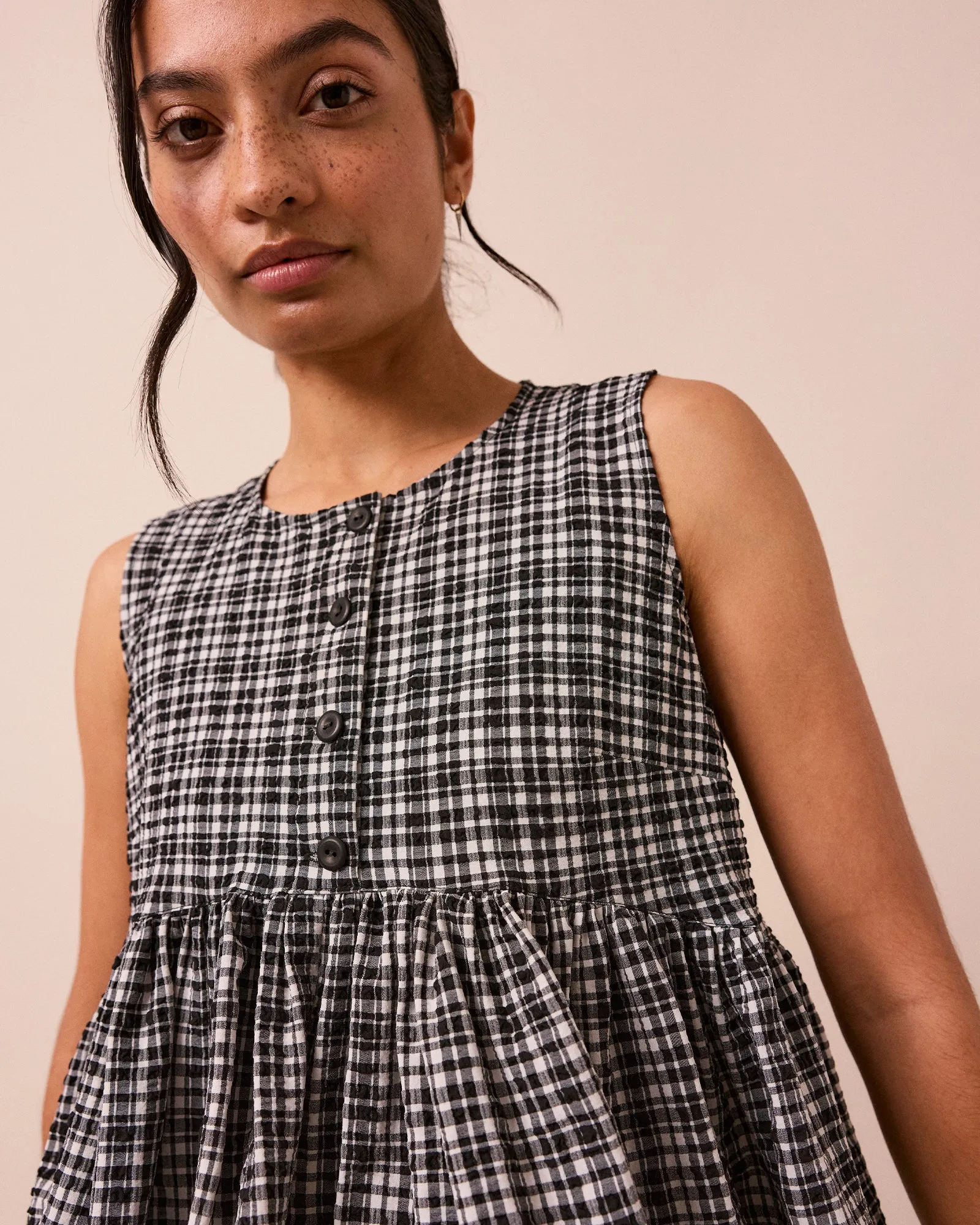 Anais Black & White Gingham Seersucker Top sold by Beyond Nine product image thumbnail 4