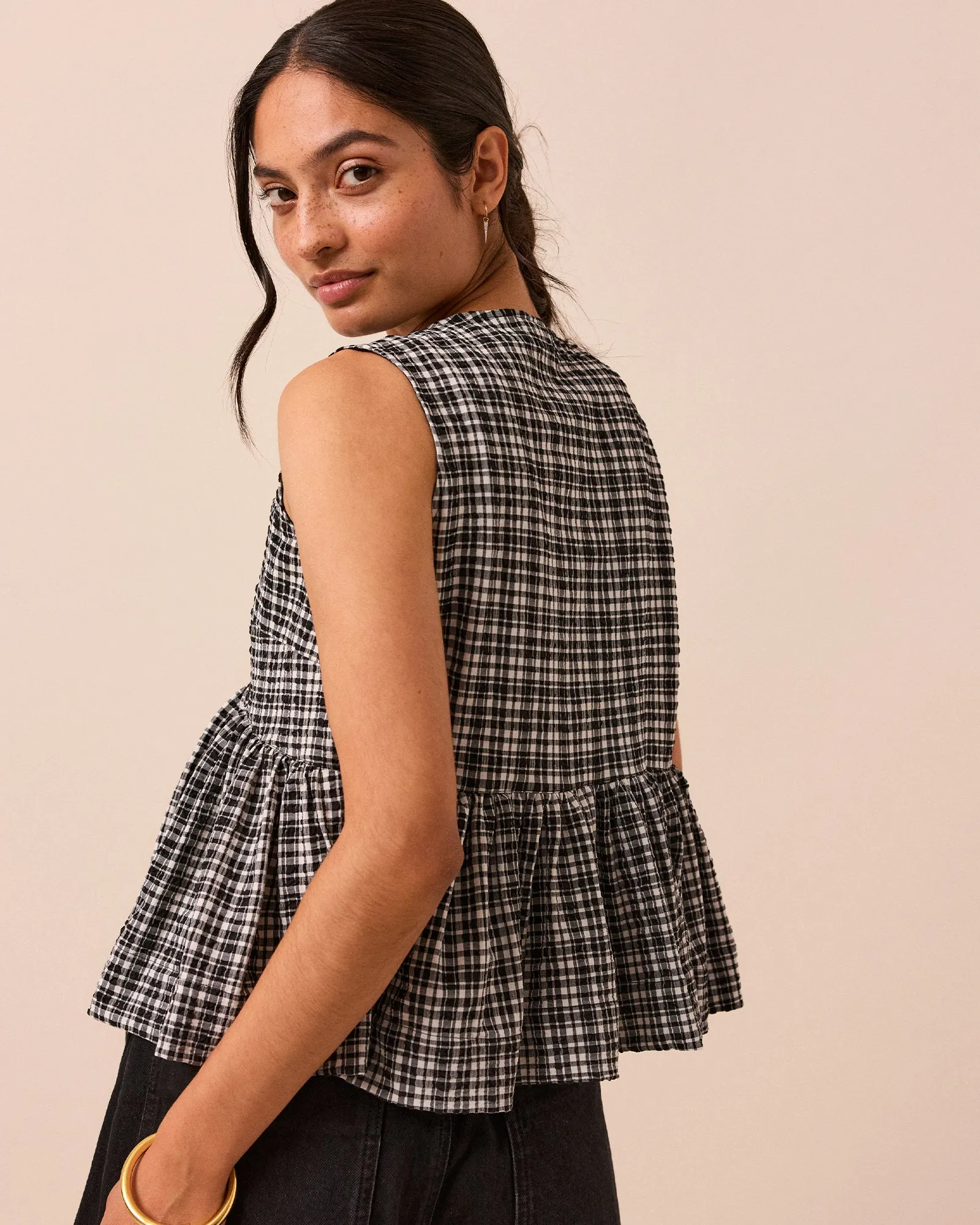 Anais Black & White Gingham Seersucker Top sold by Beyond Nine product image thumbnail 3