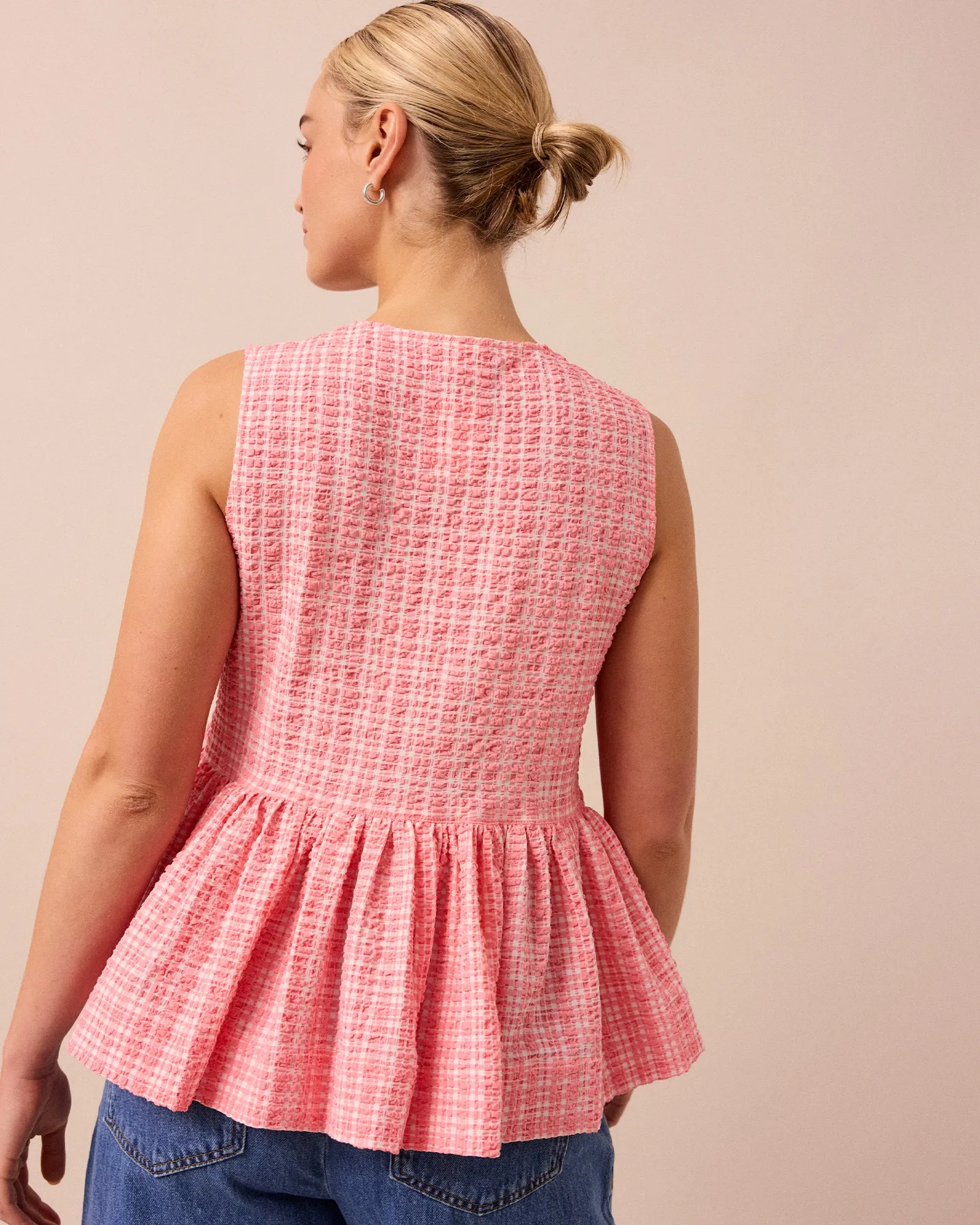 Anais Pink Gingham Seersucker Top sold by Beyond Nine product image thumbnail 5