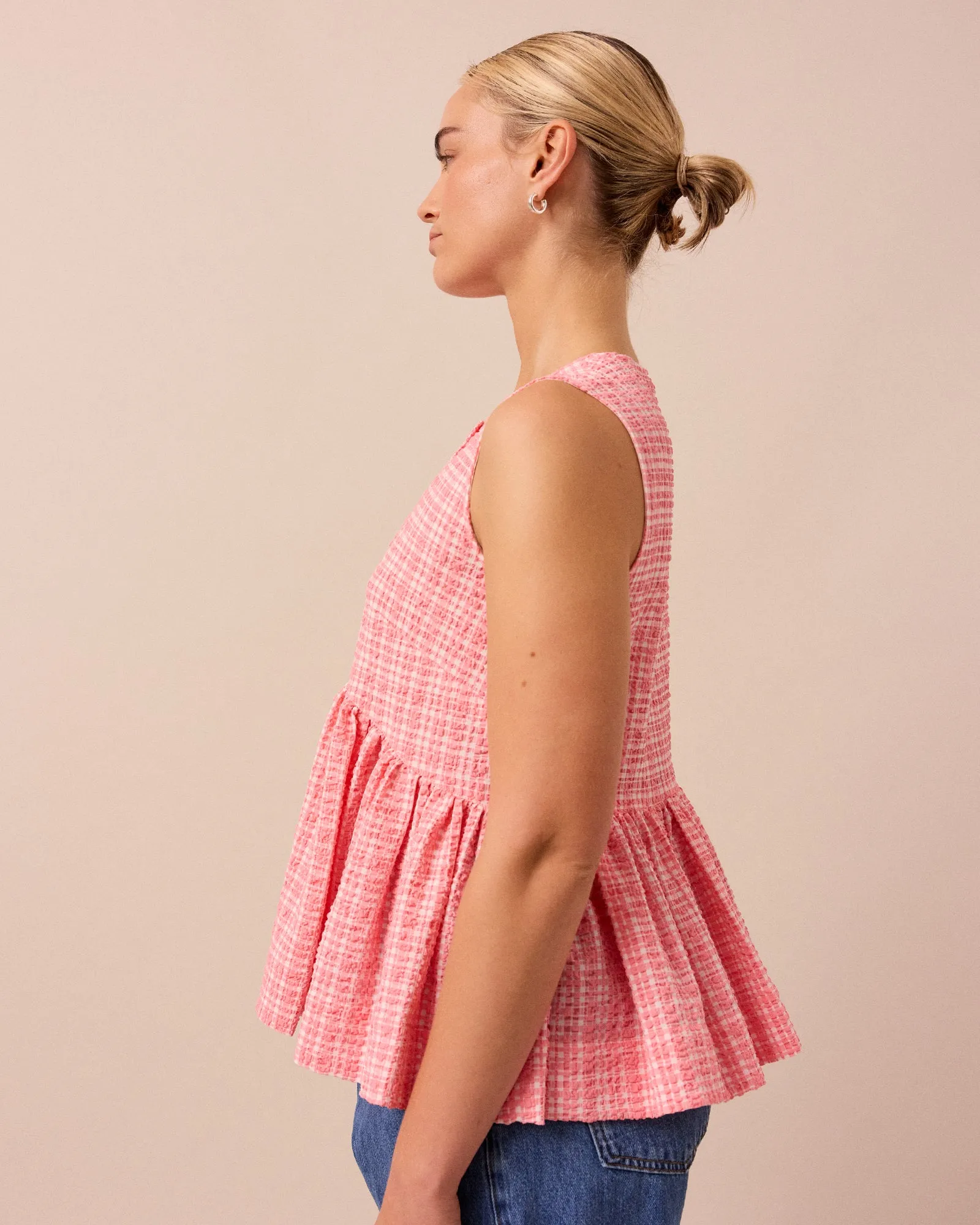 Anais Pink Gingham Seersucker Top sold by Beyond Nine product image thumbnail 4