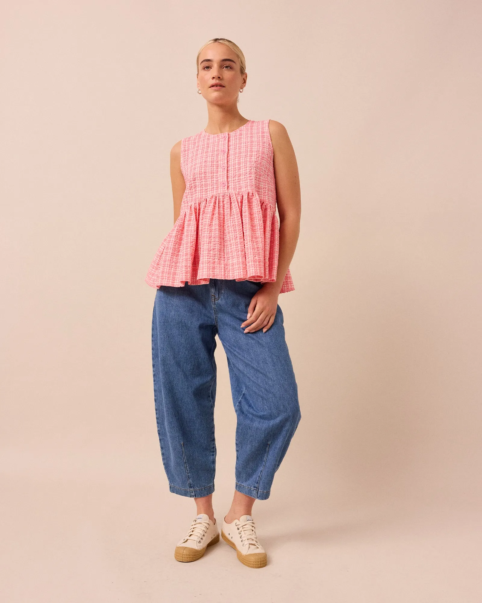 Anais Pink Gingham Seersucker Top sold by Beyond Nine product image thumbnail 2