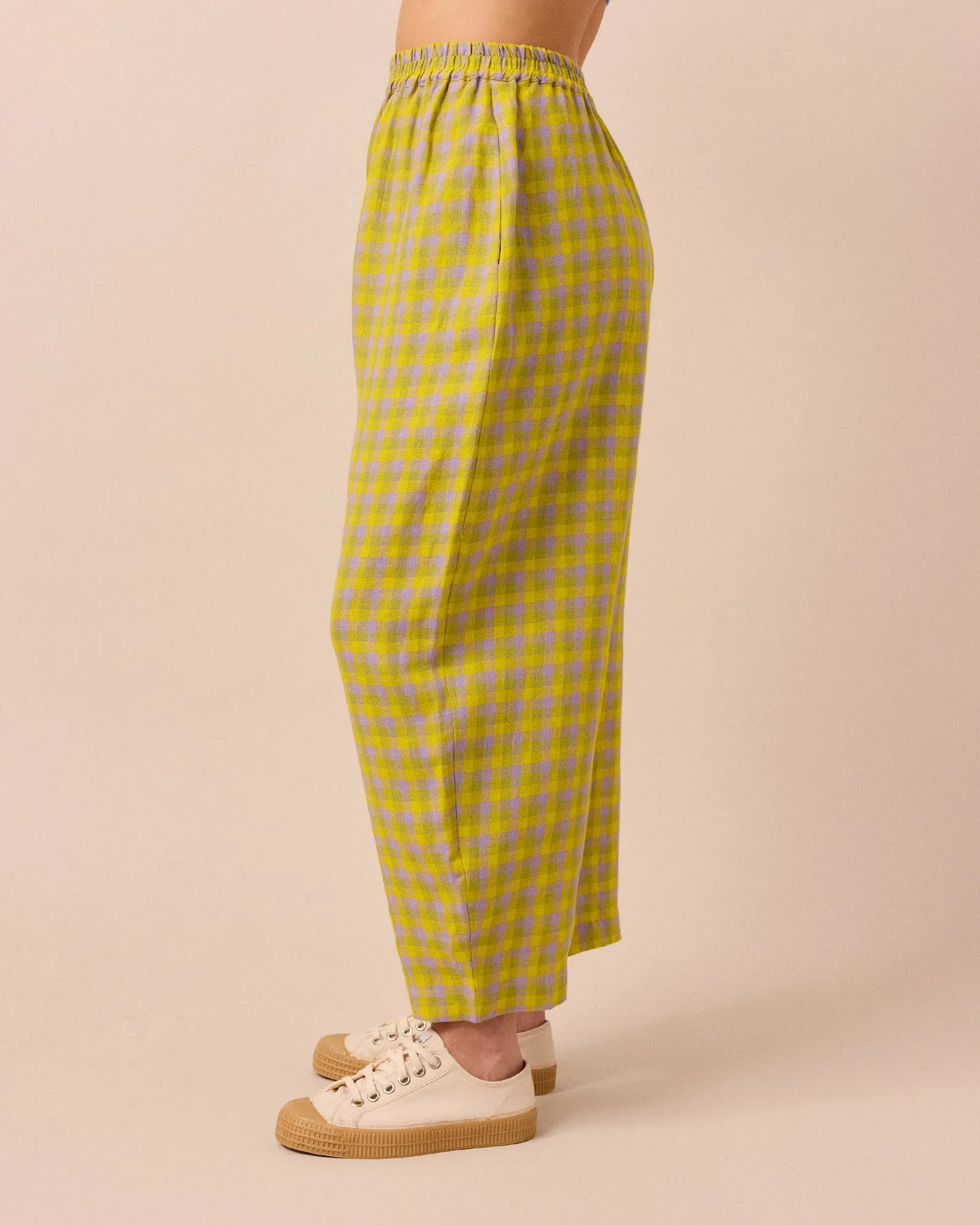 Mabel Citrine Check Linen Trousers sold by Beyond Nine product image thumbnail 3