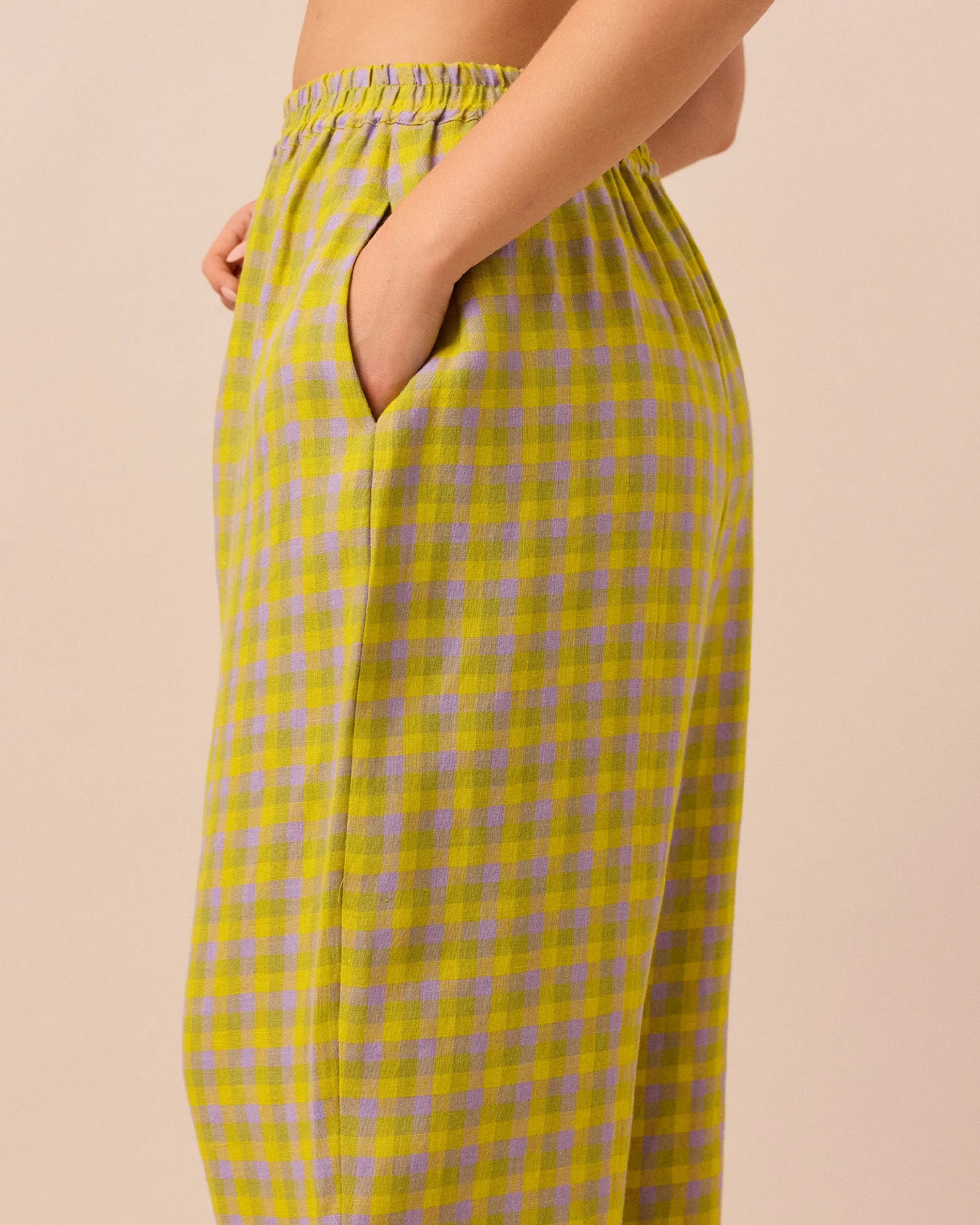 Mabel Citrine Check Linen Trousers sold by Beyond Nine product image thumbnail 2