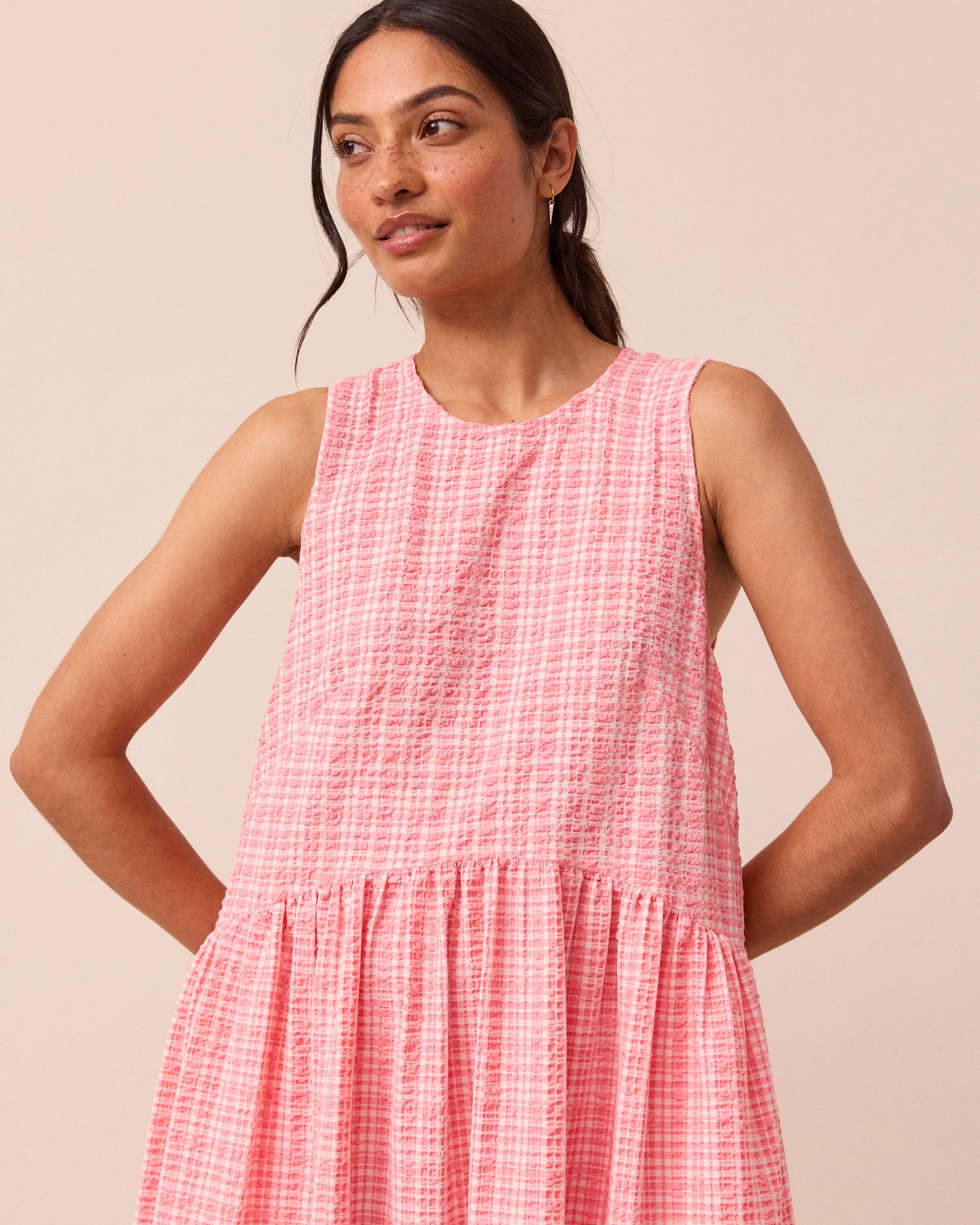 Dakota Pink Gingham Seersucker Dress sold by Beyond Nine product image thumbnail 2