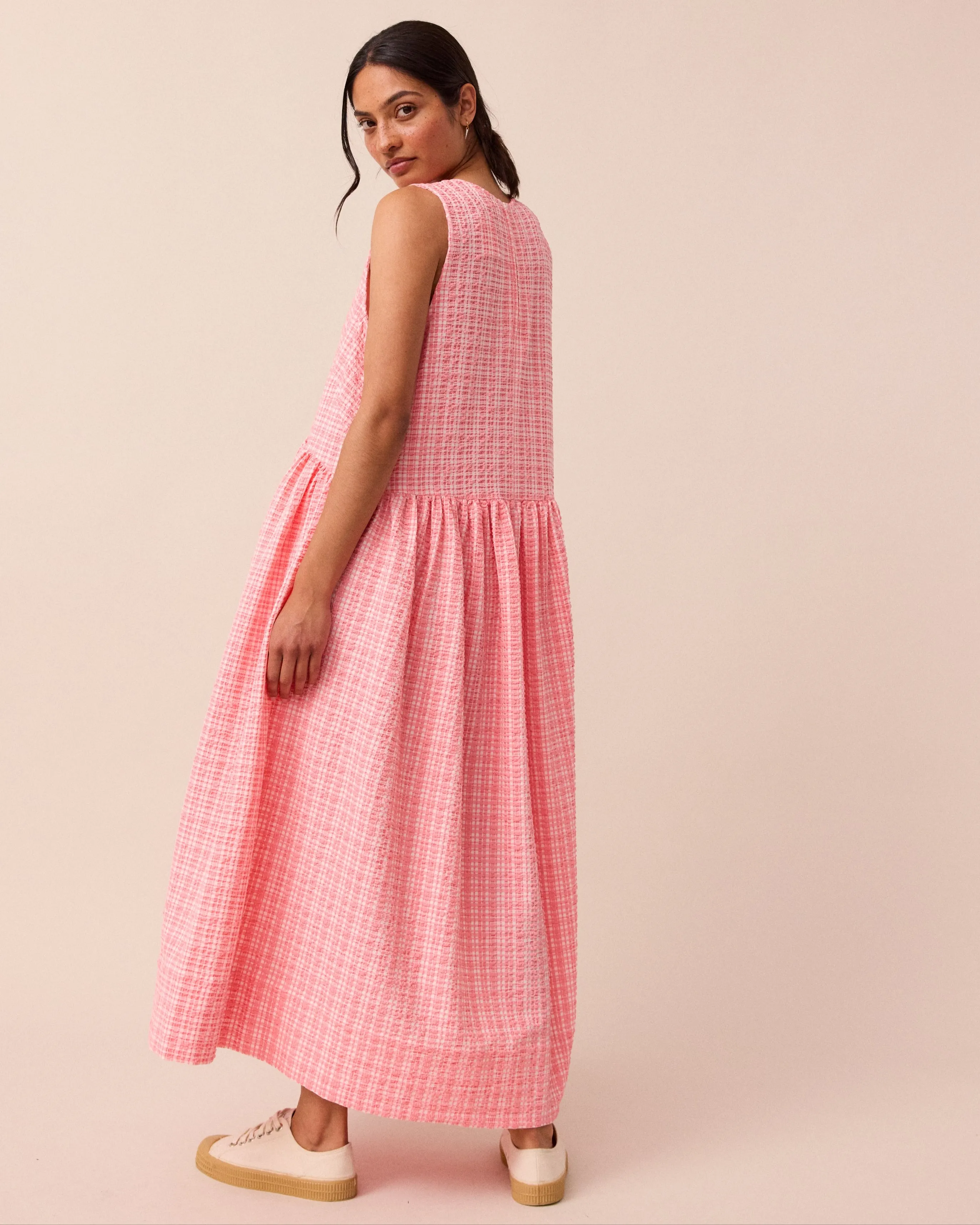 Dakota Pink Gingham Seersucker Dress sold by Beyond Nine product image thumbnail 4