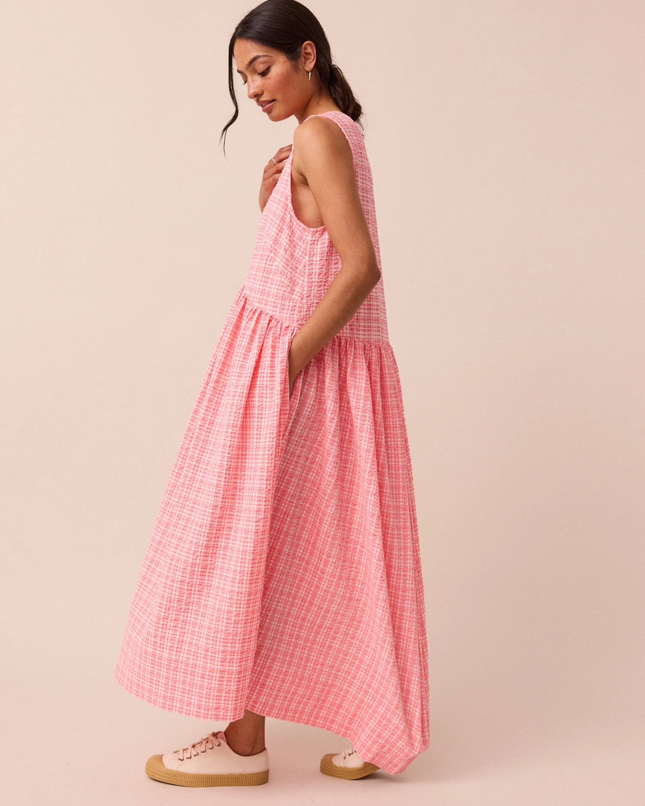 Dakota Pink Gingham Seersucker Dress sold by Beyond Nine product image thumbnail 3