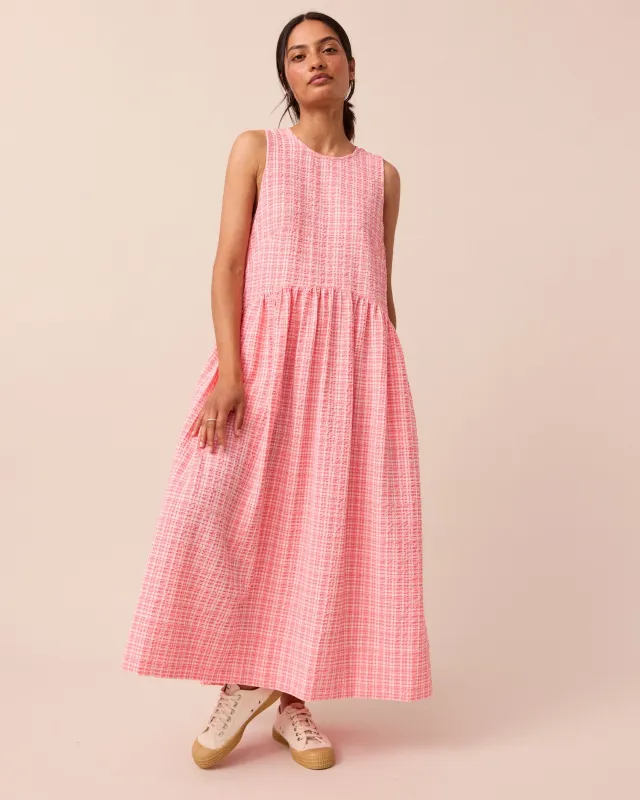 Dakota Pink Gingham Seersucker Dress made by Beyond Nine