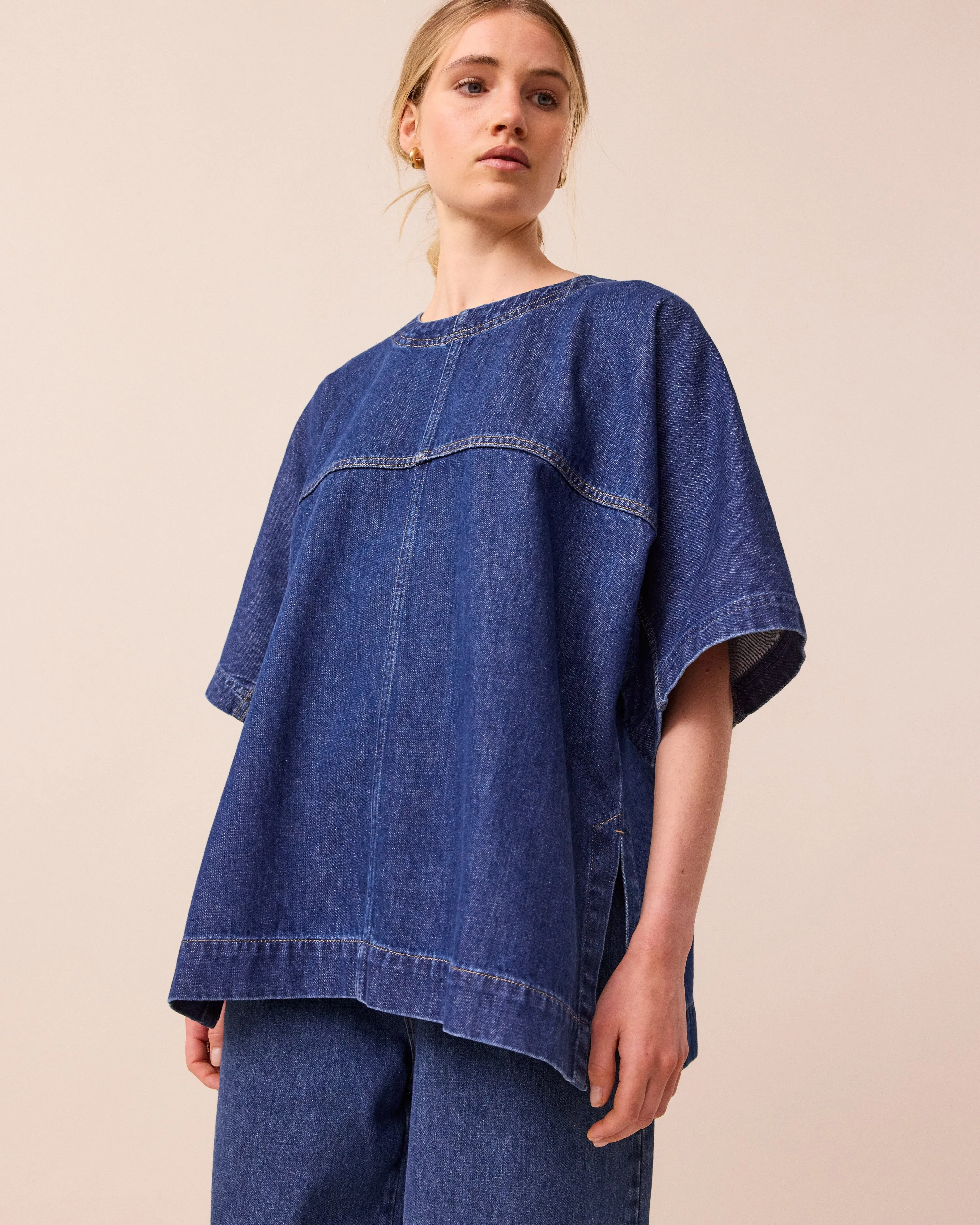 Deedee Mid Blue Wash Denim T-Shirt sold by Beyond Nine