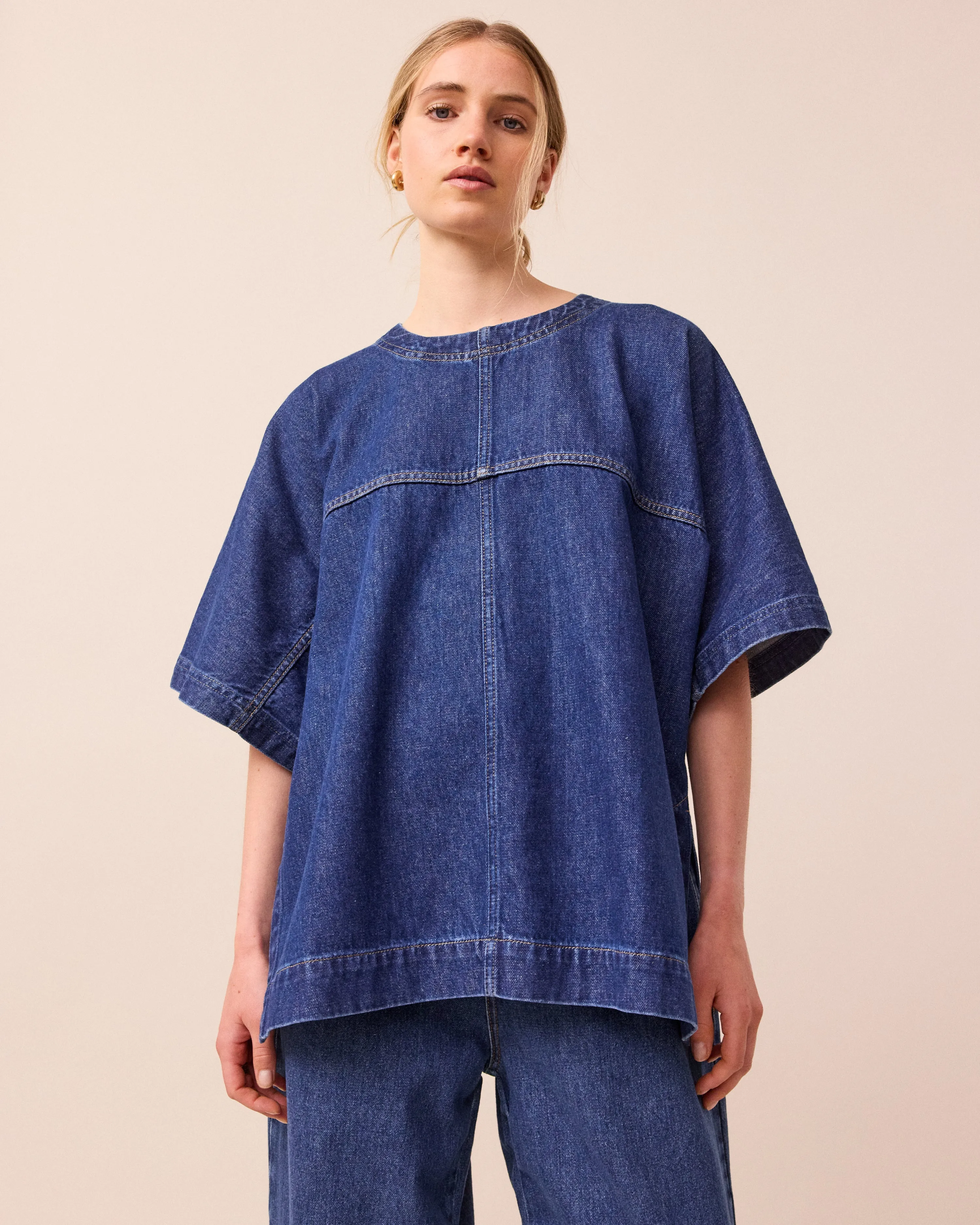 Deedee Mid Blue Wash Denim T-Shirt sold by Beyond Nine product image thumbnail 5