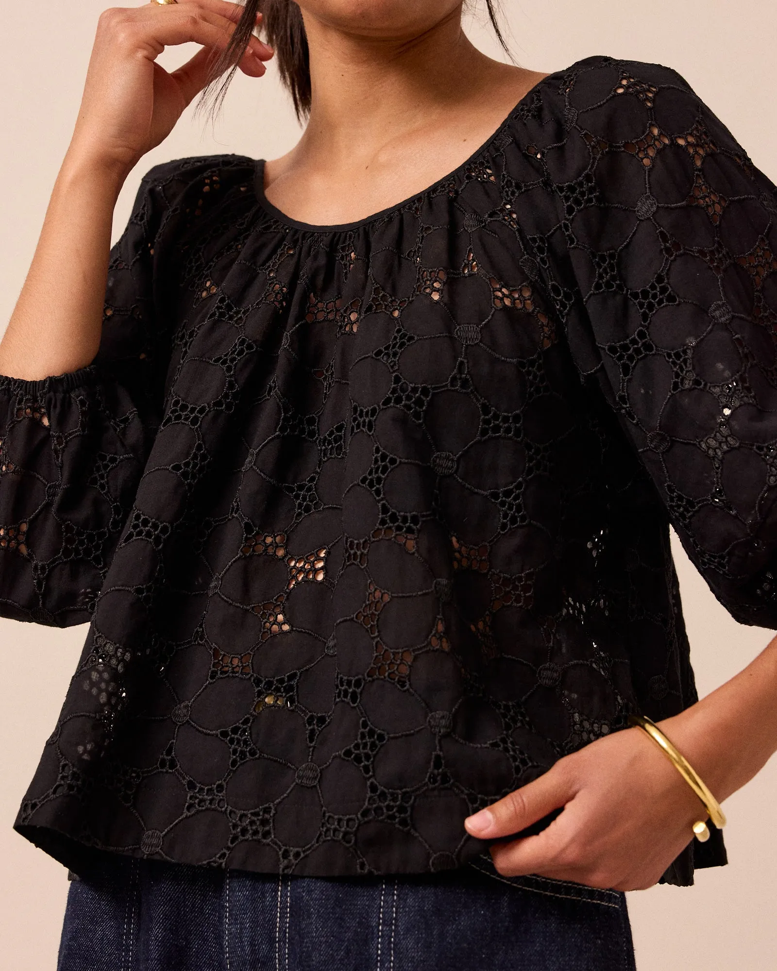 Layla Black Broderie Top sold by Beyond Nine product image thumbnail 2