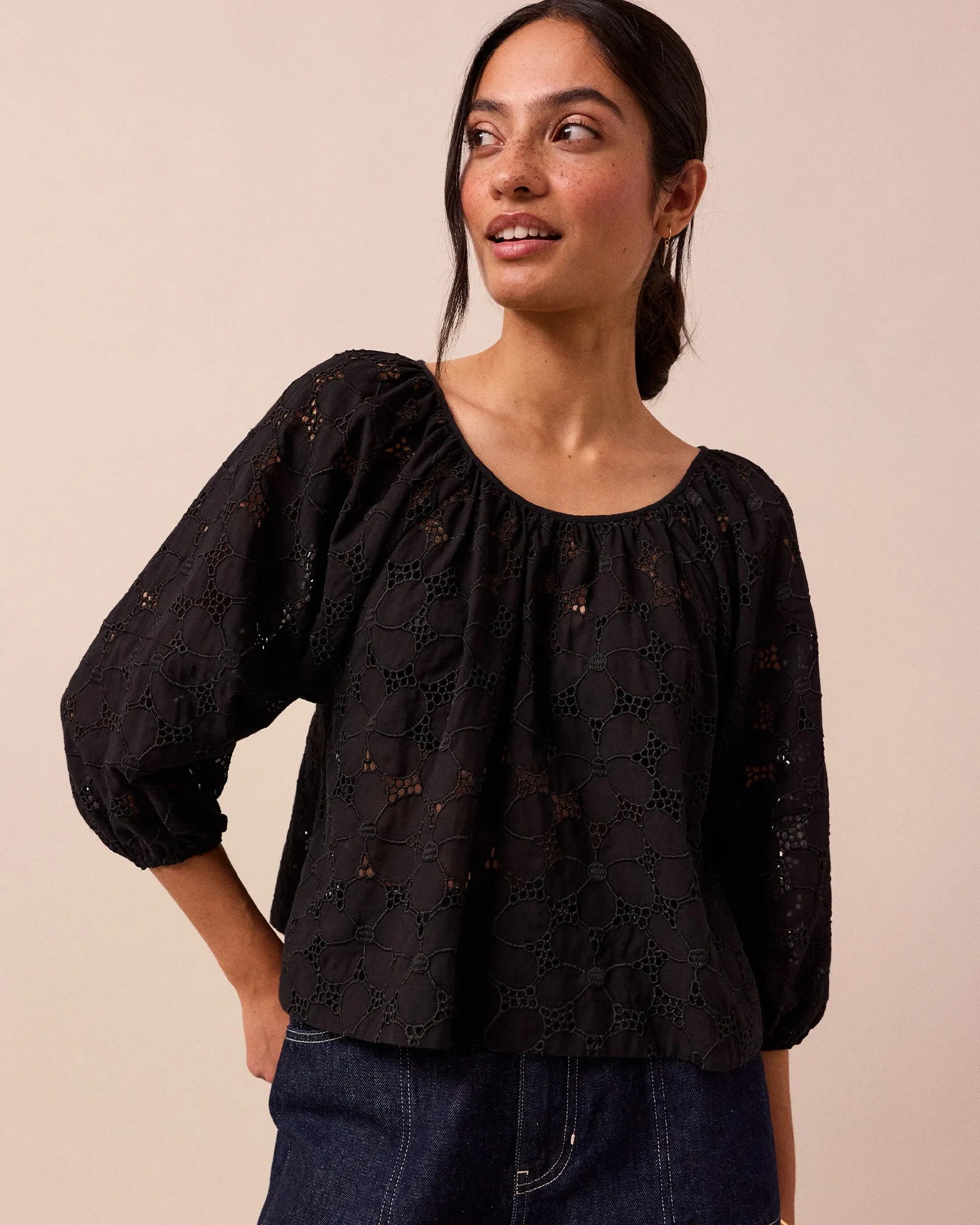 Layla Black Broderie Top sold by Beyond Nine