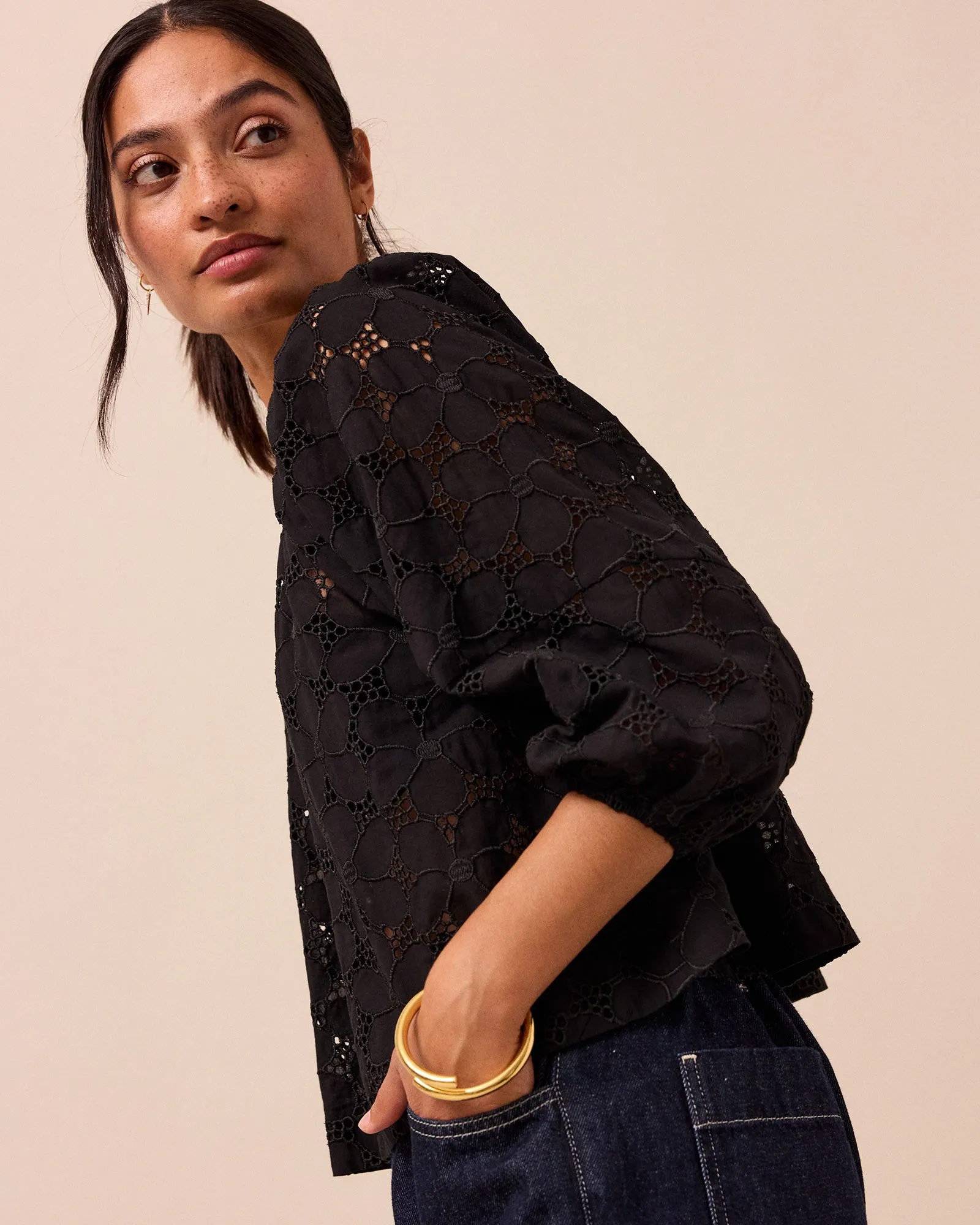 Layla Black Broderie Top sold by Beyond Nine product image thumbnail 4