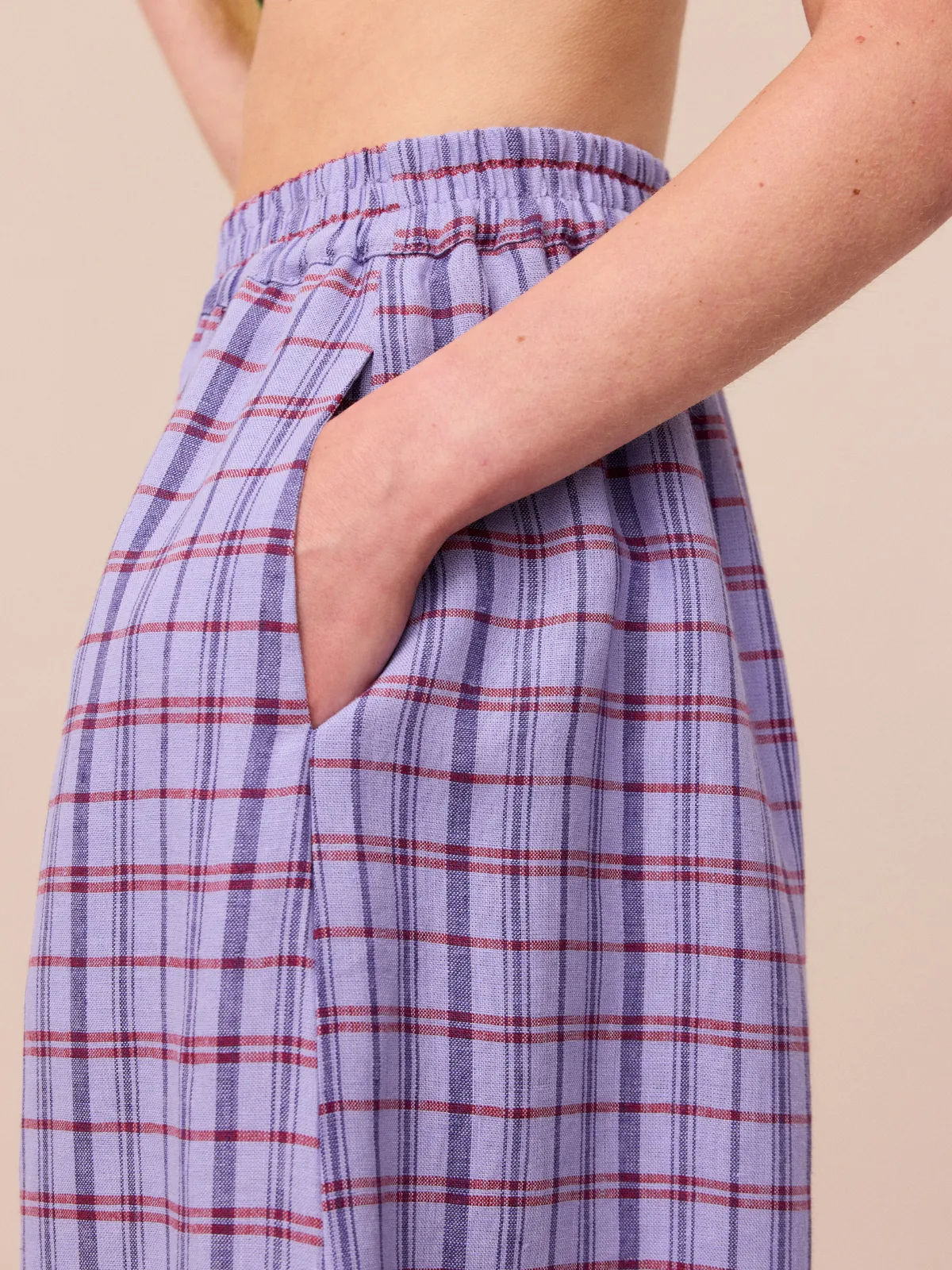 Daisy Parma Violet Plaid Linen Trousers sold by Beyond Nine product image thumbnail 3