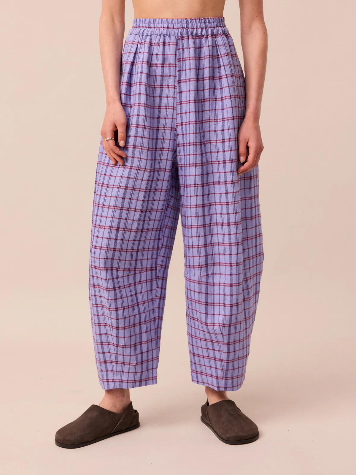 Daisy Parma Violet Plaid Linen Trousers sold by Beyond Nine product image thumbnail 4