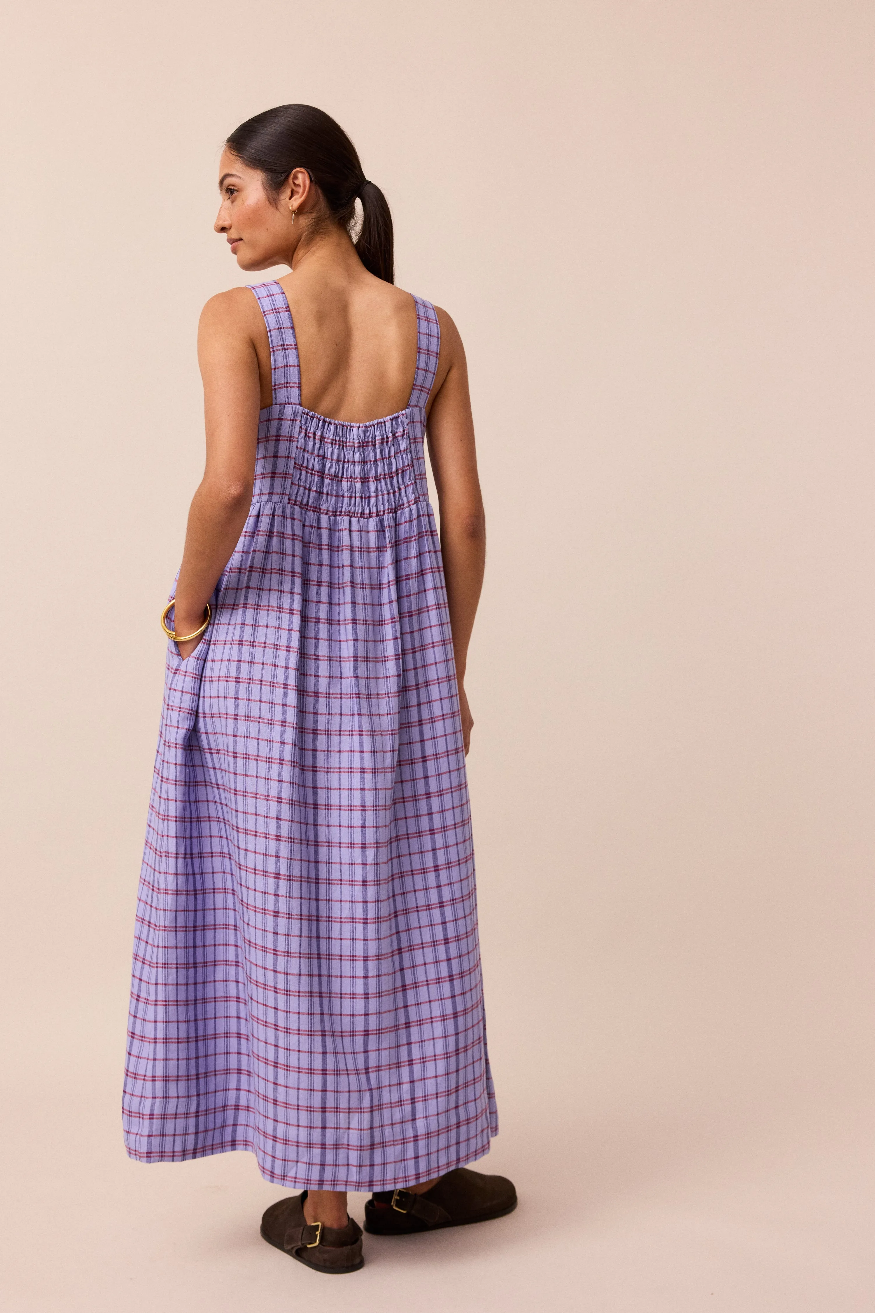 Suki Parma Violet Plaid Linen Dress sold by Beyond Nine product image thumbnail 4