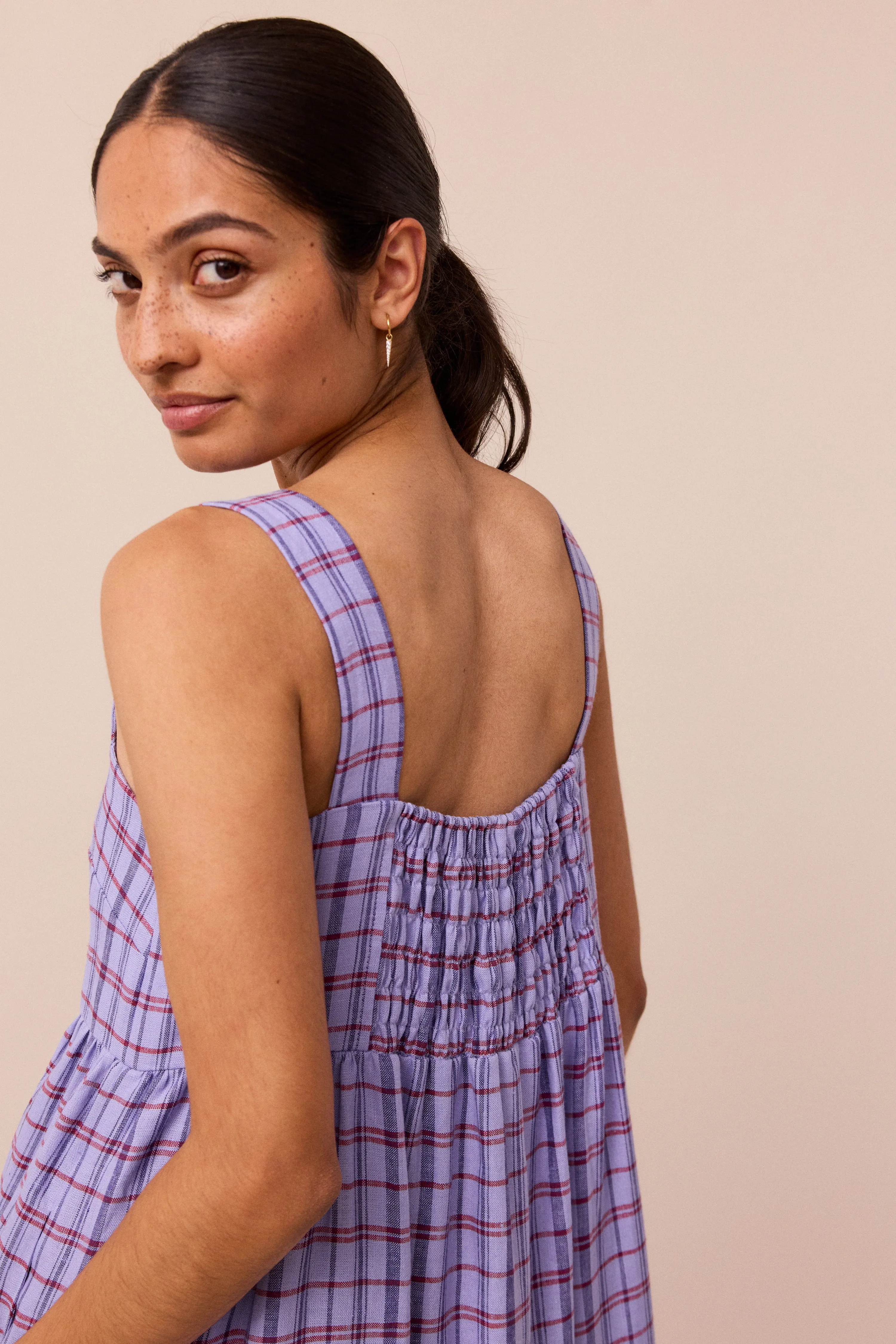 Suki Parma Violet Plaid Linen Dress sold by Beyond Nine product image thumbnail 2