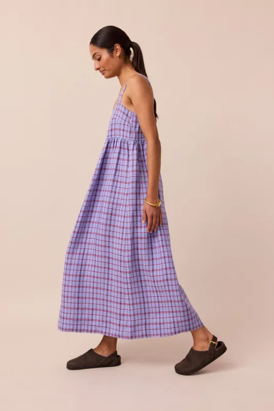 Suki Parma Violet Plaid Linen Dress made by Beyond Nine
