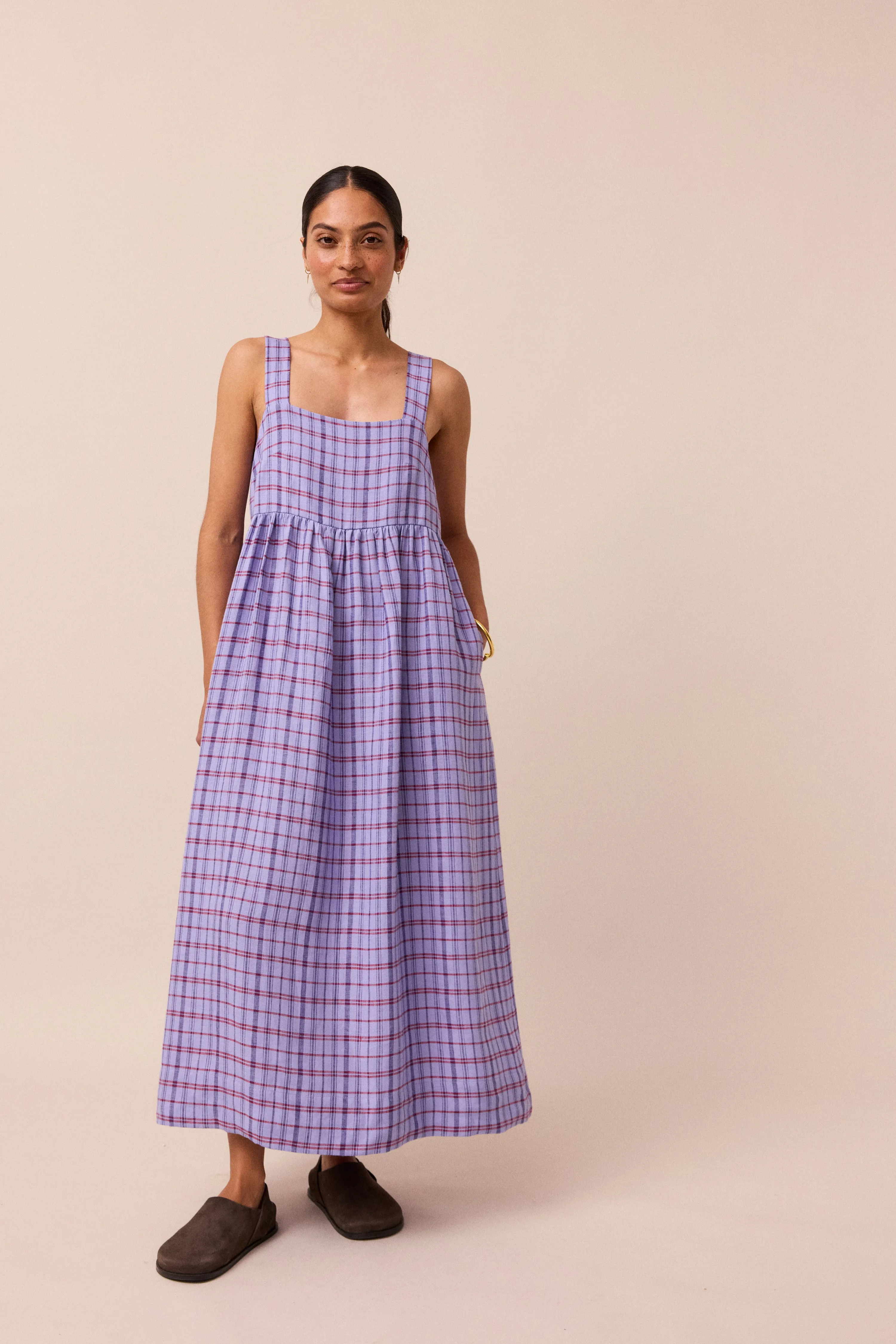 Suki Parma Violet Plaid Linen Dress sold by Beyond Nine product image thumbnail 3