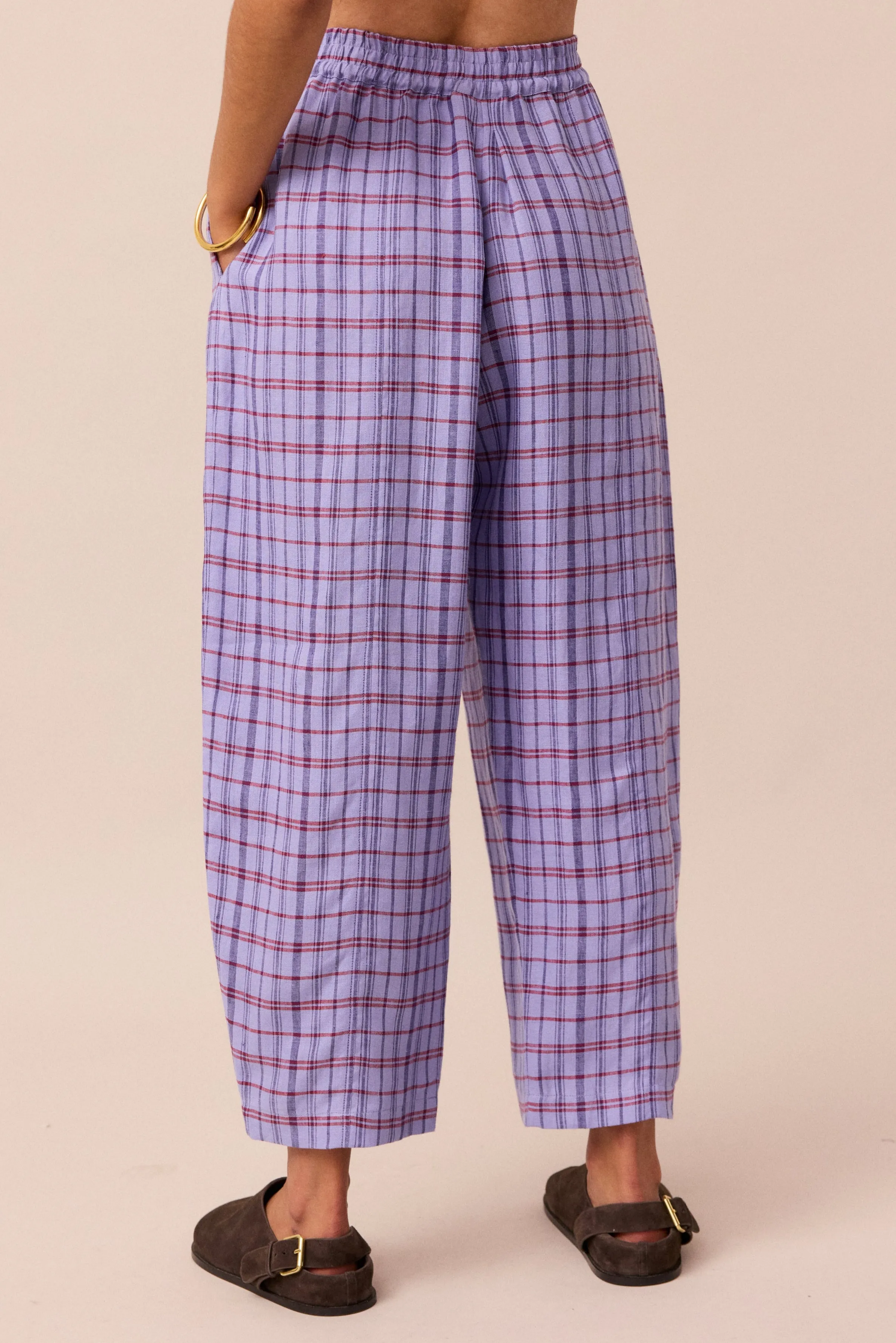Mabel Parma Violet Plaid Linen Trousers sold by Beyond Nine product image thumbnail 4