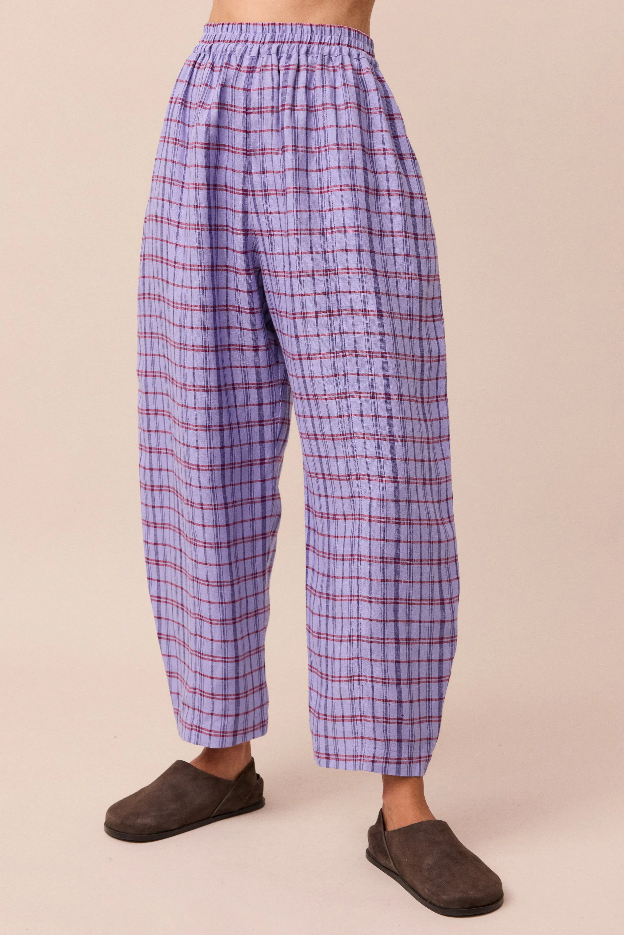 Mabel Parma Violet Plaid Linen Trousers sold by Beyond Nine product image thumbnail 2