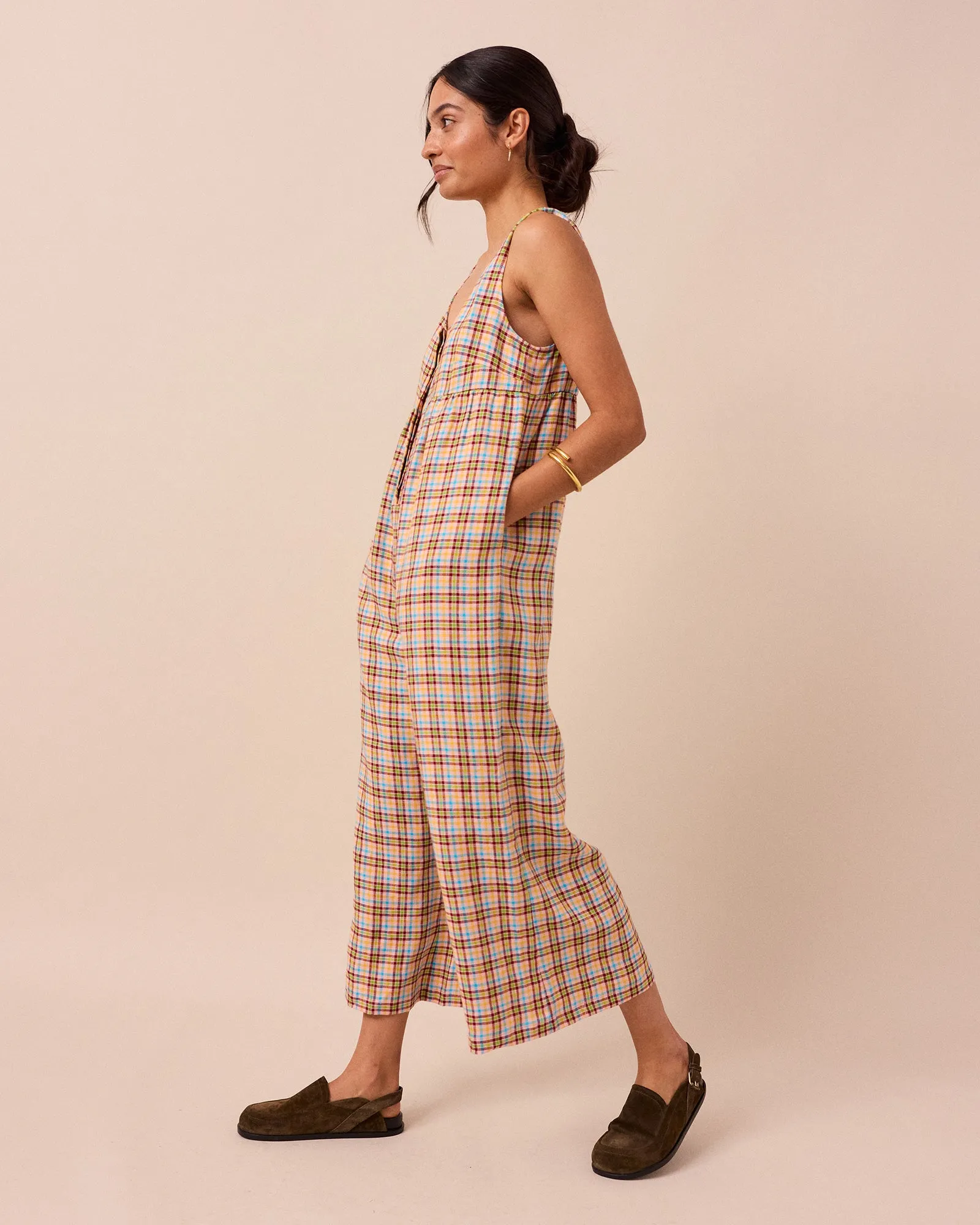 Savannah Picnic Plaid Linen Jumpsuit sold by Beyond Nine product image thumbnail 3