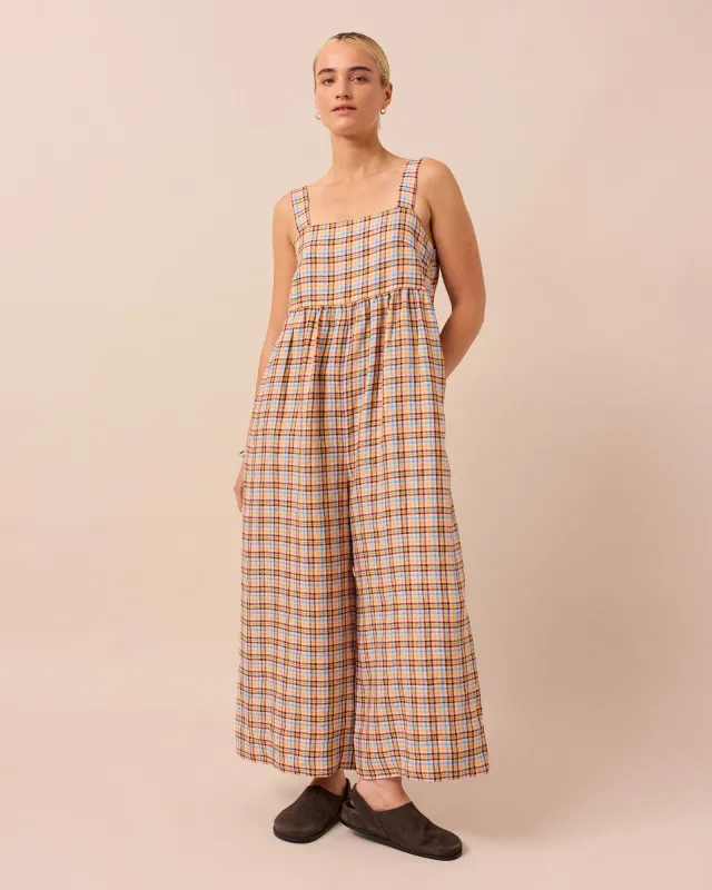 MADE TO ORDER Cari Picnic Plaid Linen Jumpsuit sold by Beyond Nine