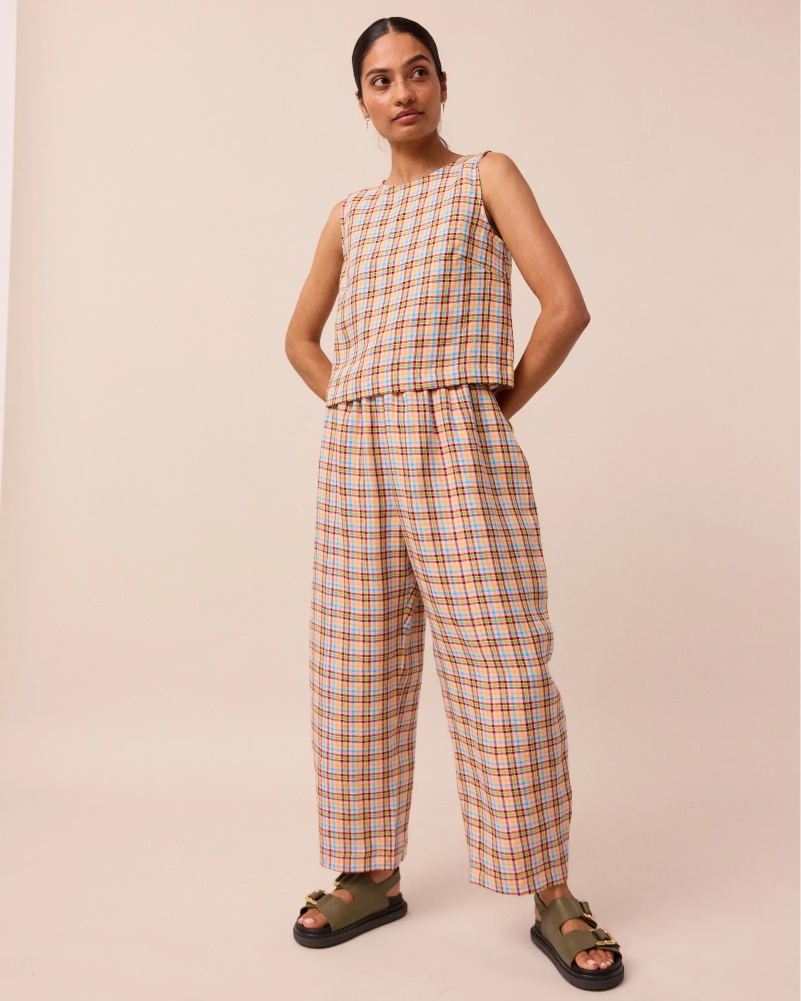 Esme Picnic Plaid Linen Top sold by Beyond Nine product image thumbnail 2