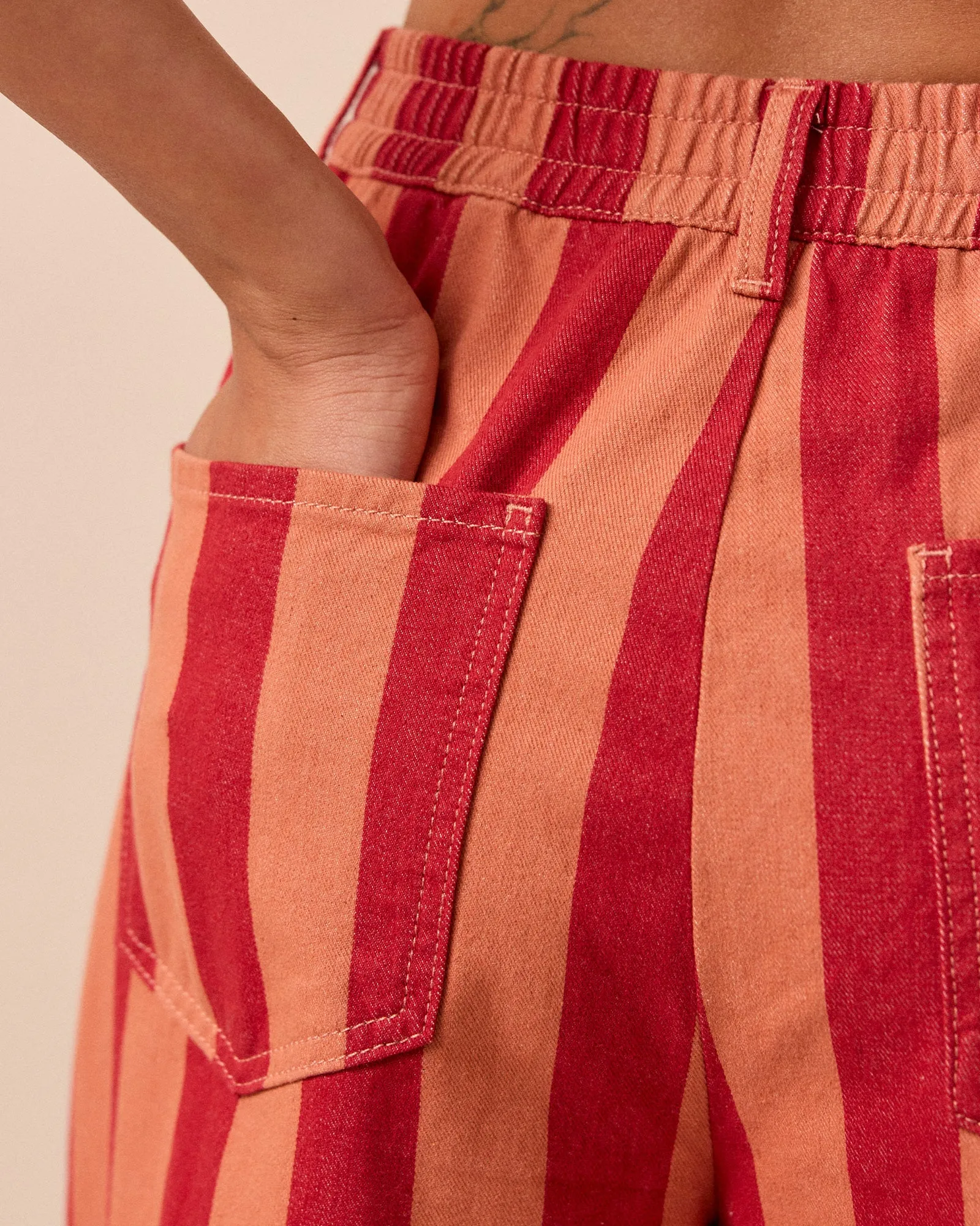 Remi Peach & Russet Stripe Denim Trousers sold by Beyond Nine product image thumbnail 5