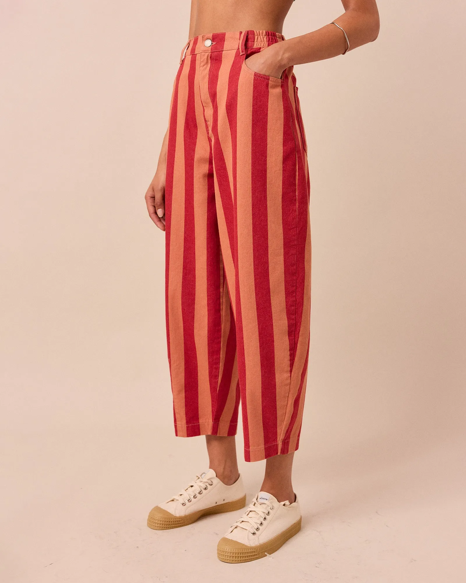 Remi Peach & Russet Stripe Denim Trousers sold by Beyond Nine product image thumbnail 3