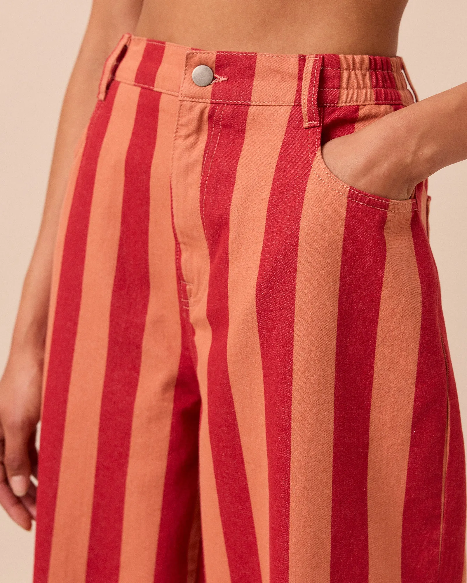 Remi Peach & Russet Stripe Denim Trousers sold by Beyond Nine product image thumbnail 2
