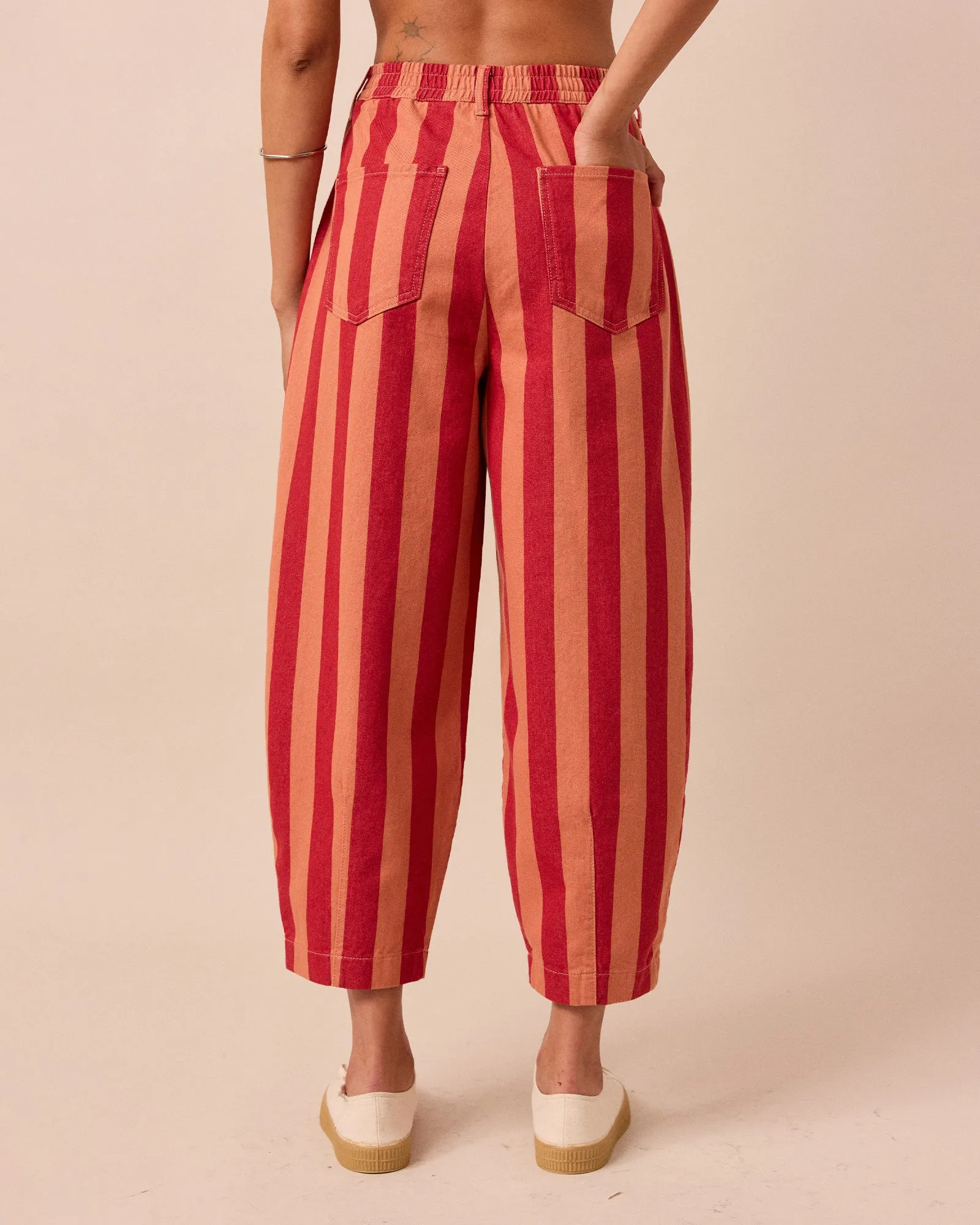 Remi Peach & Russet Stripe Denim Trousers sold by Beyond Nine product image thumbnail 4