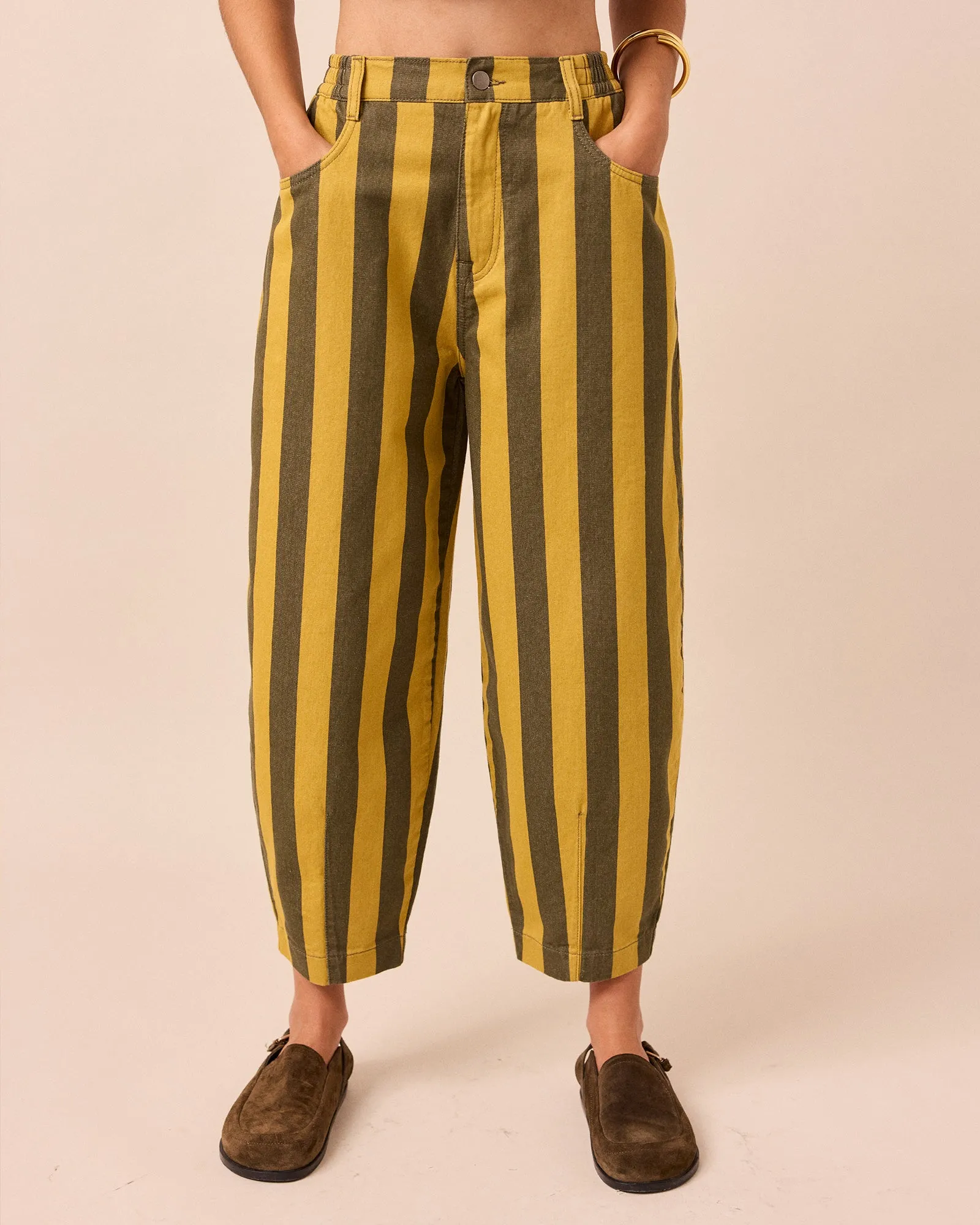 Remi Citrine & Forest Stripe Denim Trousers sold by Beyond Nine product image thumbnail 3